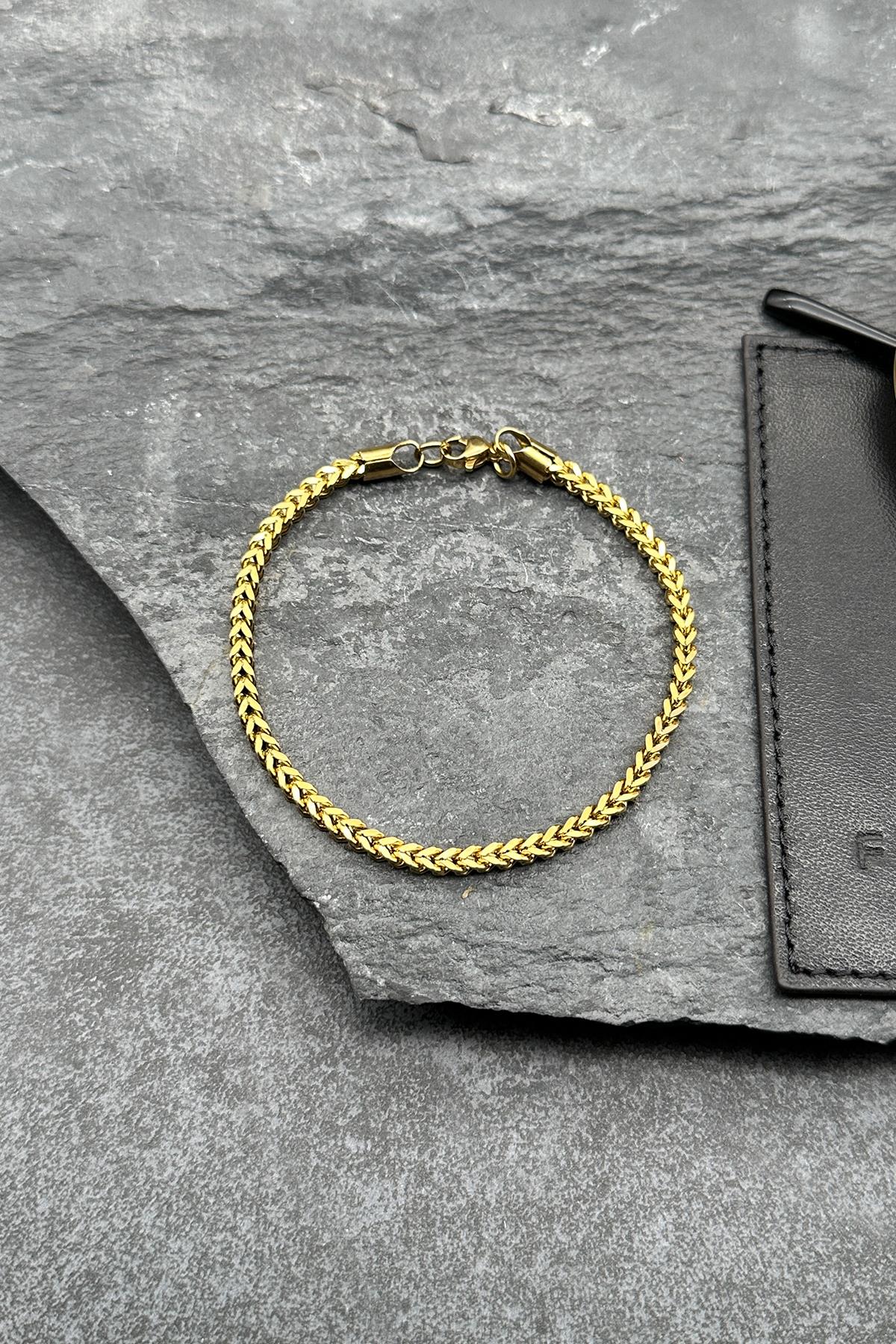 FRNCH 316L Çelik İtalyan Model Altın Renkli Erkek Bileklik FRJ11818-1918-G