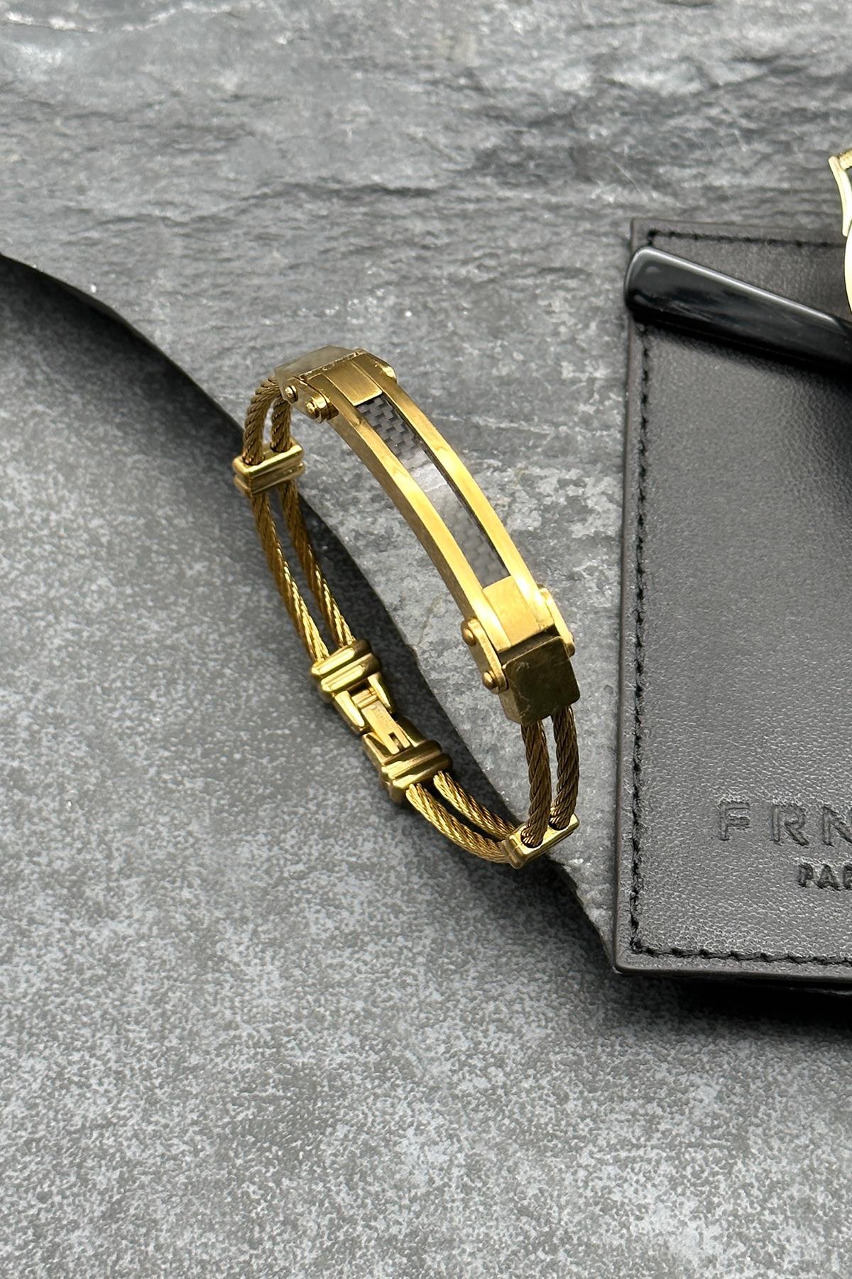 FRNCH 316L Çelik İtalyan Model Altın Renkli Erkek Bileklik FRJ11824-1924-G