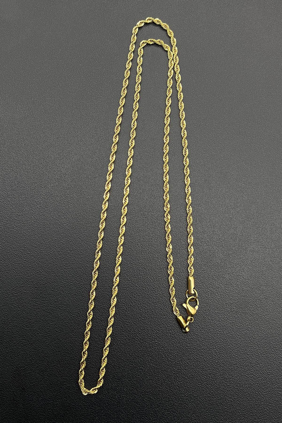 FRNCH 316L Çelik İtalyan Model Altın Renkli Erkek Kolye FRJ30549-649-G