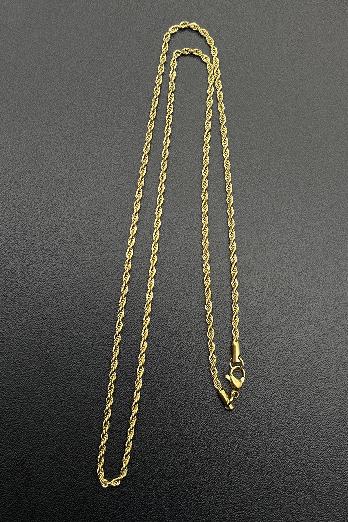 FRNCH 316L Çelik İtalyan Model Altın Renkli Erkek Kolye FRJ30549-649-G