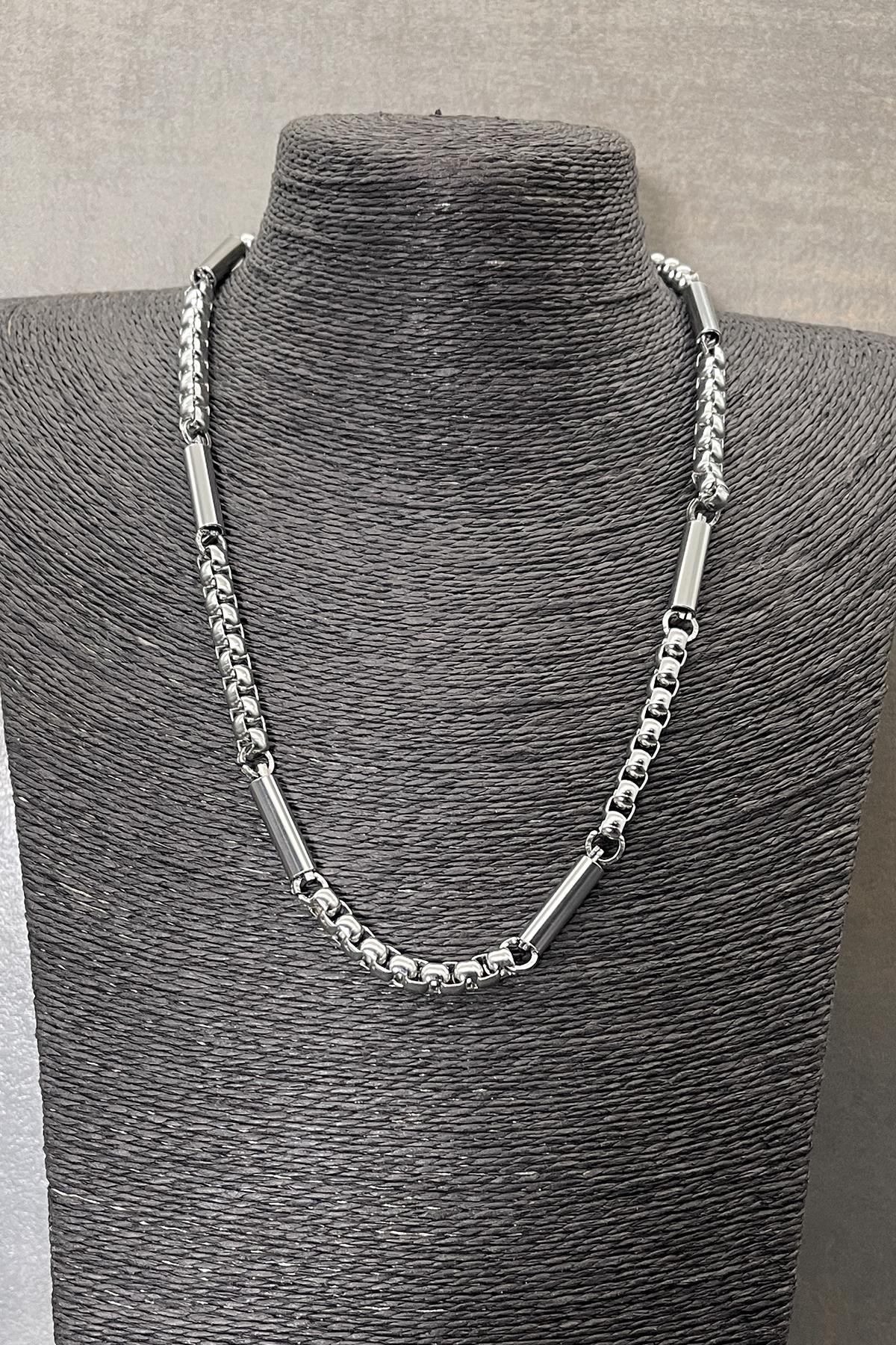 FRNCH 316L Çelik İtalyan Model Gümüş Renkli Erkek Kolye FRJ30570-670-A