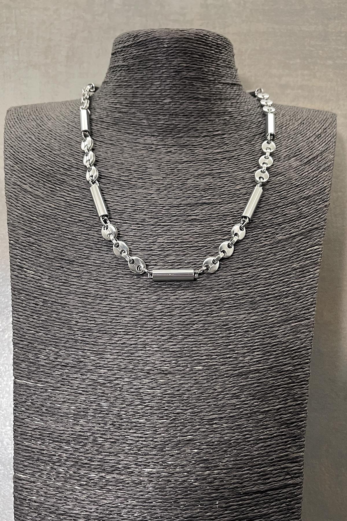 FRNCH 316L Çelik İtalyan Model Gümüş Renkli Erkek Kolye FRJ30591-691-A