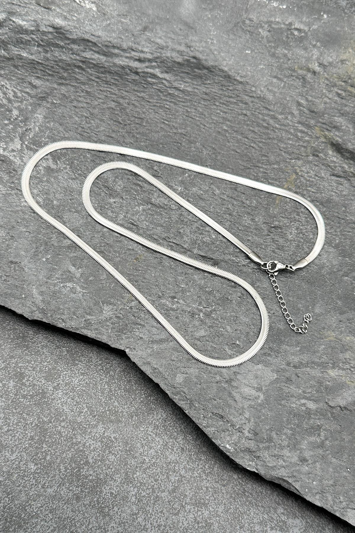 FRNCH 316L Çelik İtalyan Model Gümüş Renkli Erkek Kolye FRJ30598-698-A