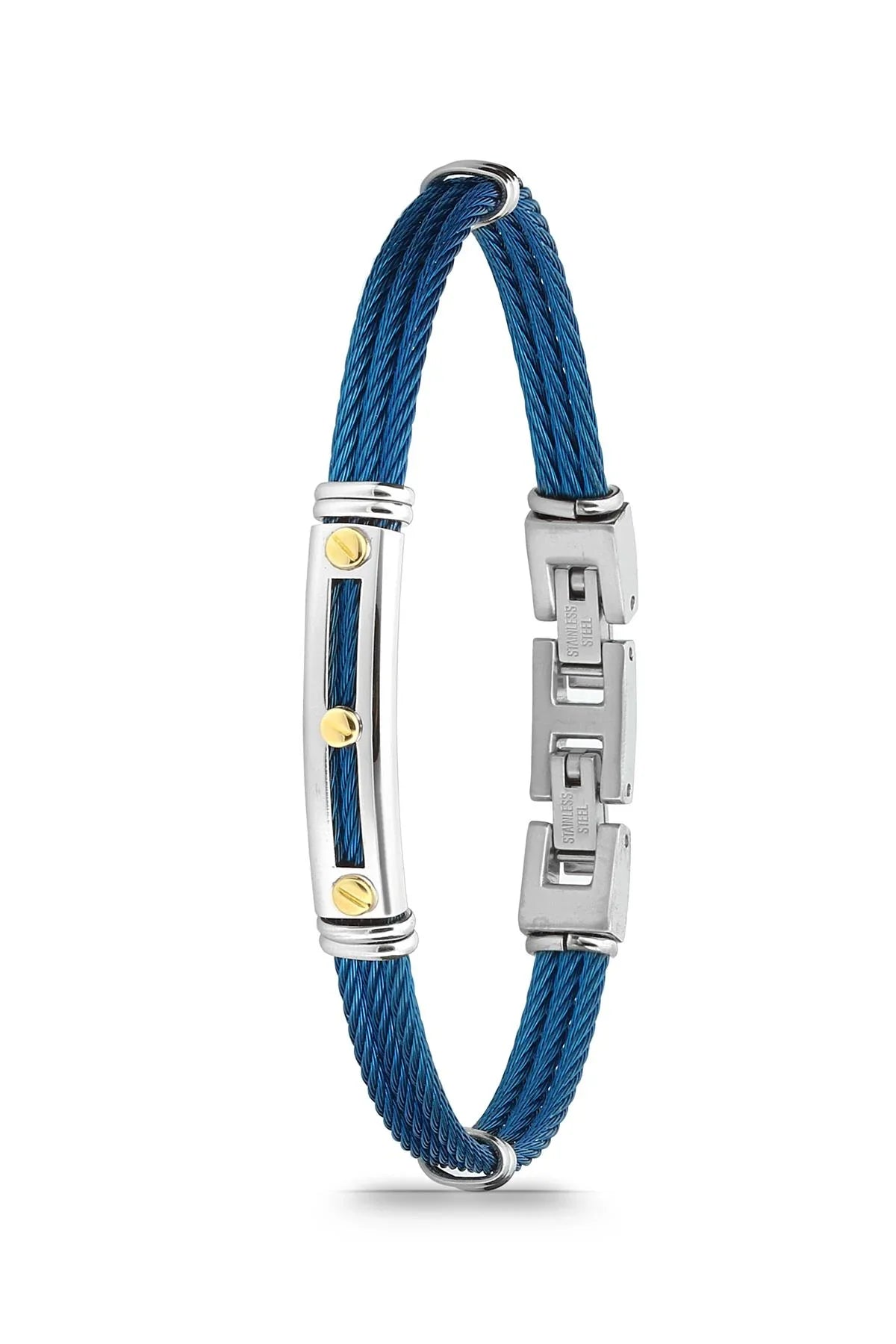 FRNCH 316L Çelik İtalyan Model Lacivert Renkli Erkek Bileklik FRJ11737-1837-L