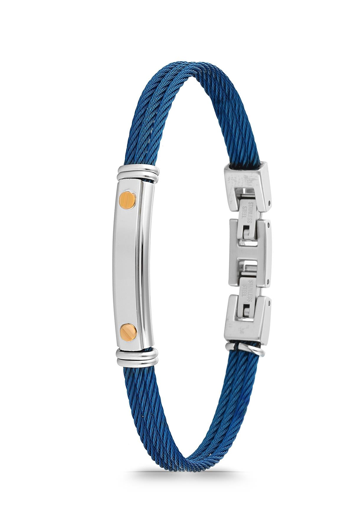 FRNCH 316L Çelik İtalyan Model Lacivert Renkli Erkek Bileklik FRJ11738-1838-L