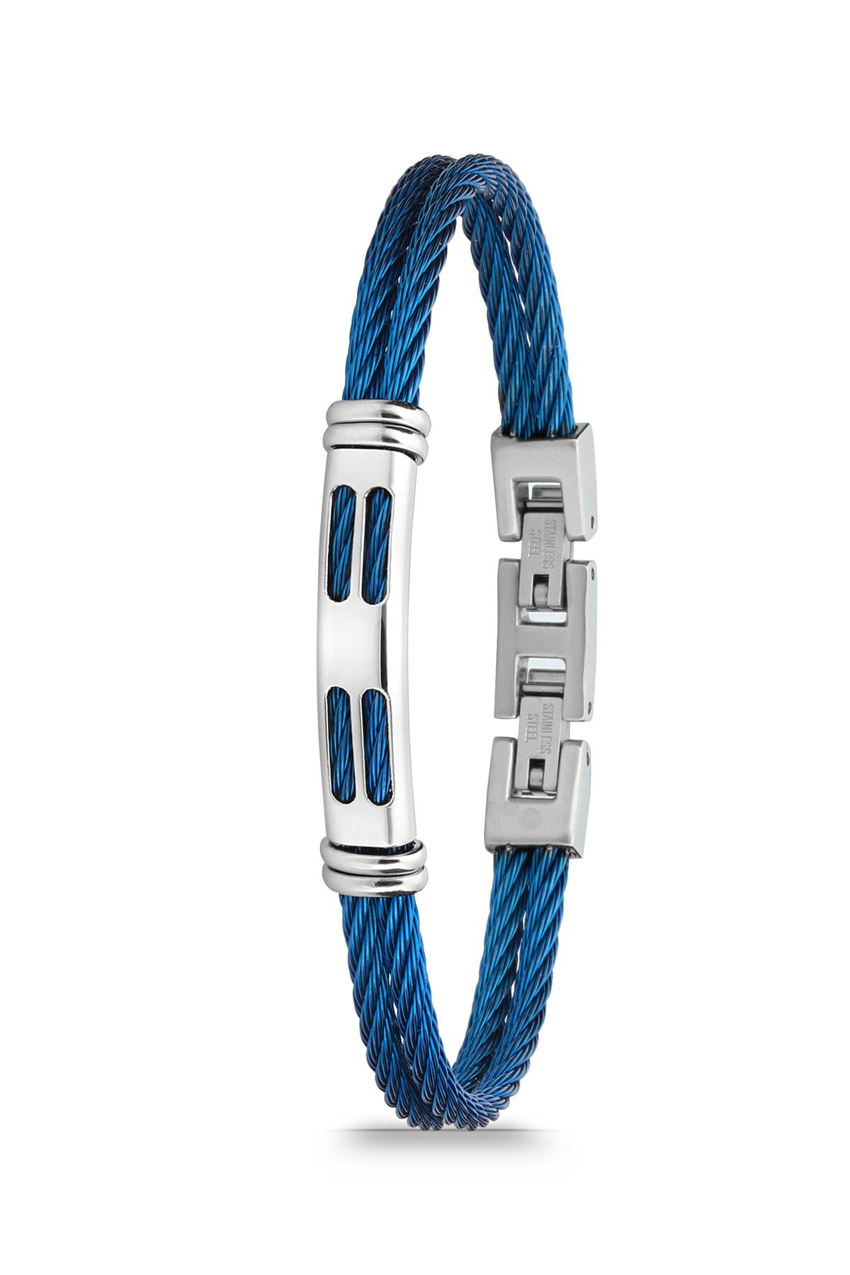 FRNCH 316L Çelik İtalyan Model Lacivert Renkli Erkek Bileklik FRJ11739-1839-L