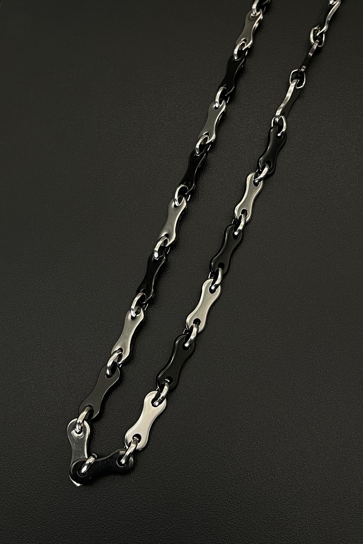 FRNCH 316L Çelik İtalyan Model Siyah Renkli Erkek Kolye FRJ30574-674-AB