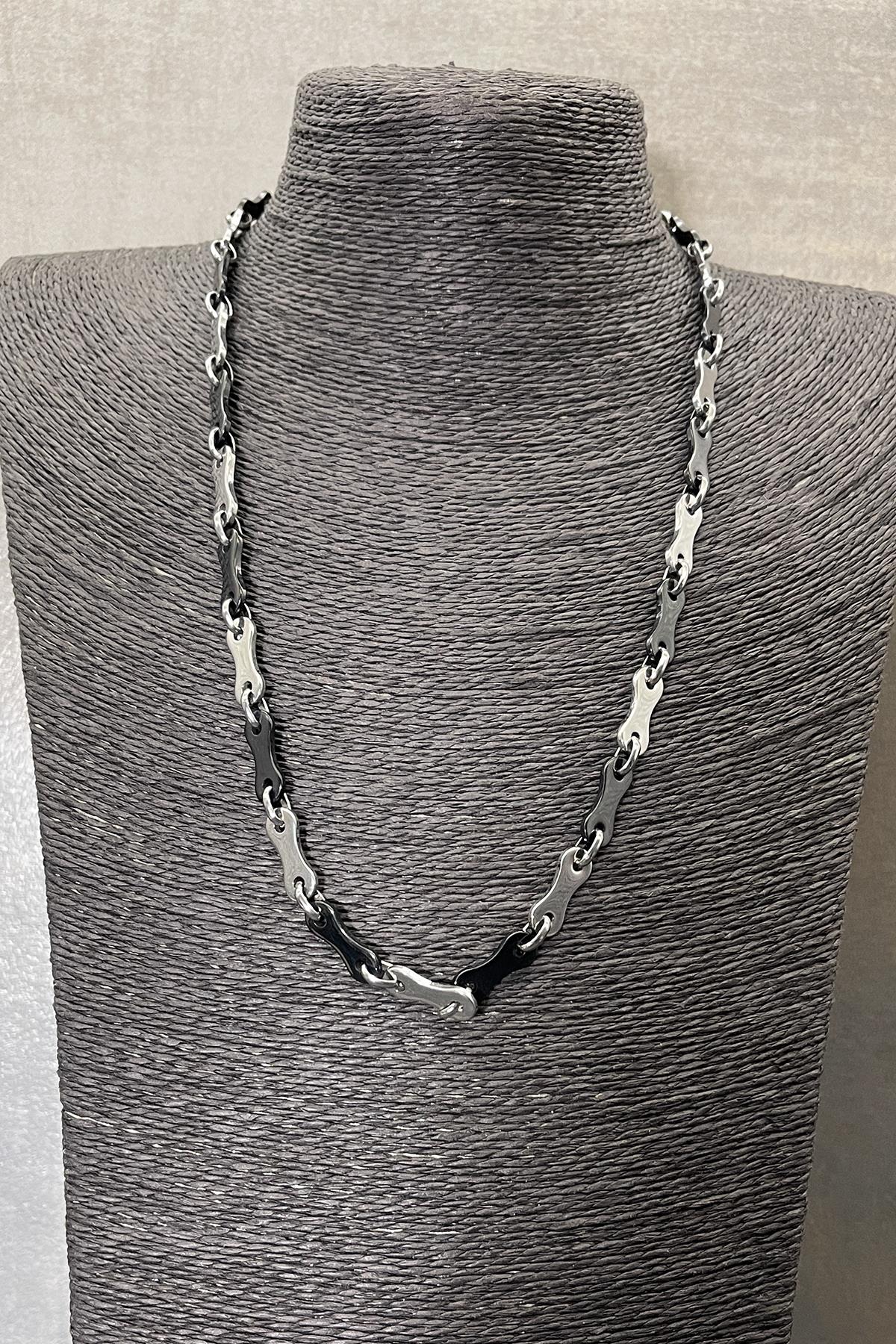 FRNCH 316L Çelik İtalyan Model Siyah Renkli Erkek Kolye FRJ30574-674-AB