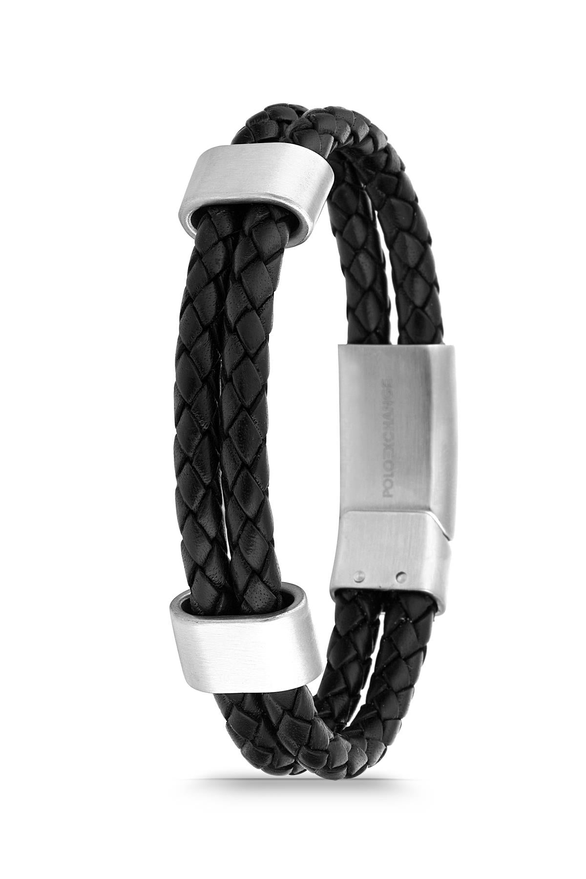 FRNCH 316L Çelik Siyah Renkli Deri Erkek Bileklik FRJ11774-1874-S