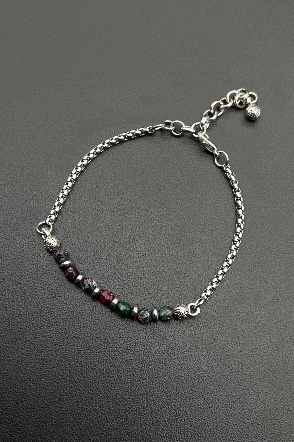 FRNCH 316L Çelik ve Jade Doğal Taşlı Yeşil Renkli Erkek Bileklik FRJ11695-1795-Y3