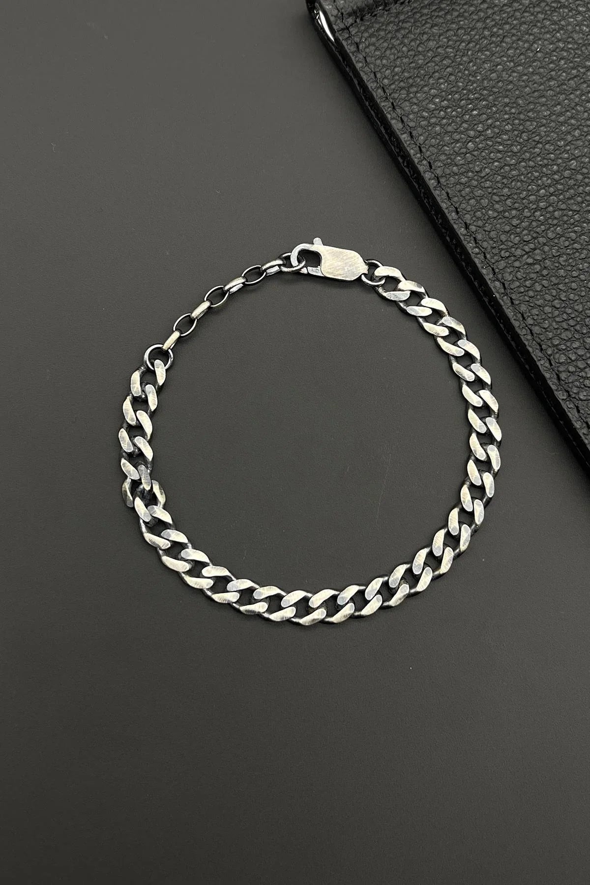 FRNCH 925 Ayar Gümüş İtalyan Model Gümüş Renkli Ayarlanabilir Erkek Bileklik FRJ11606-1706-A