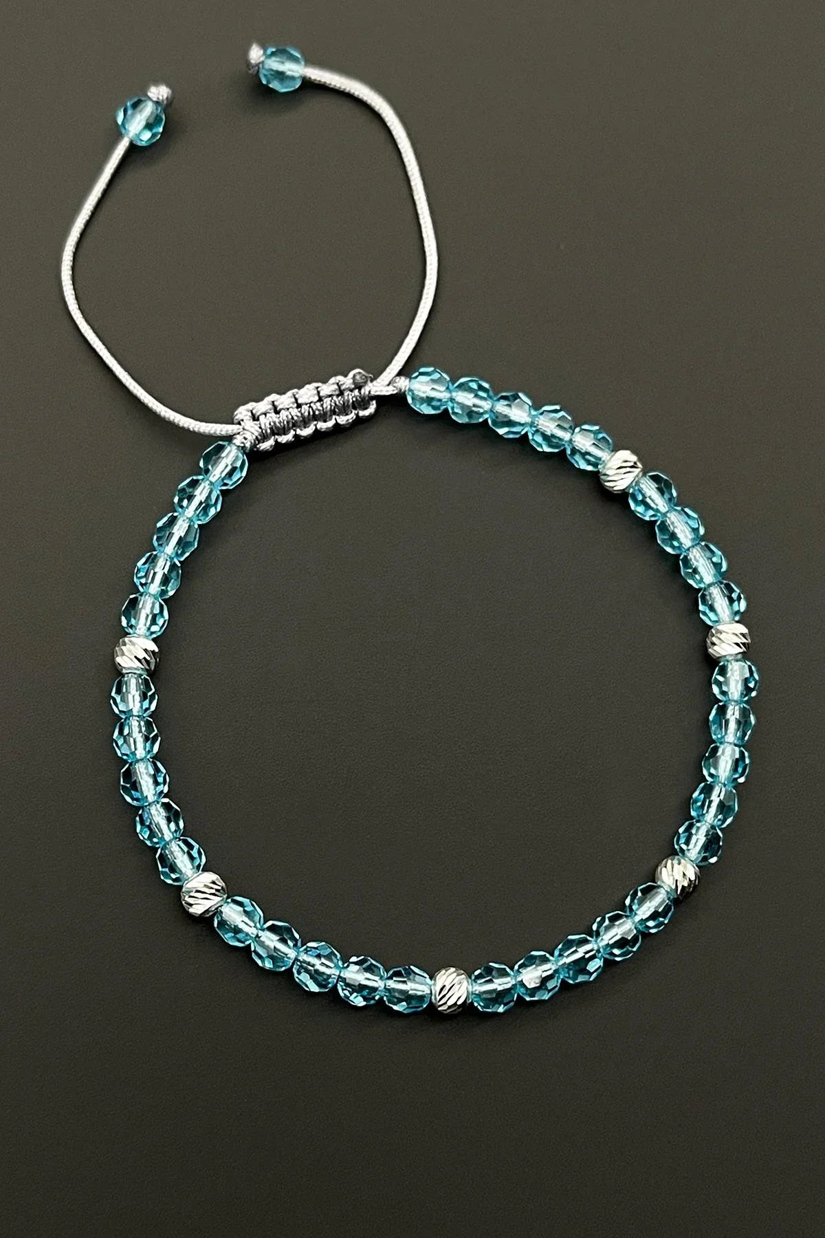 FRNCH 925 Ayar Gümüş ve Swarovski Taşlı Mavi Renkli Erkek Bileklik FRJ11550-1650-M2