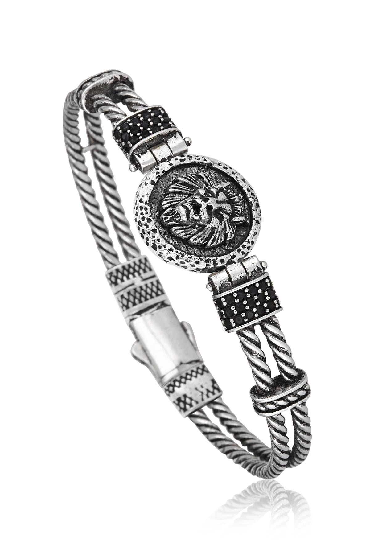 FRNCH Aslan Figürlü Antik Handmade Erkek Bileklik FRJ11170-1270-A2