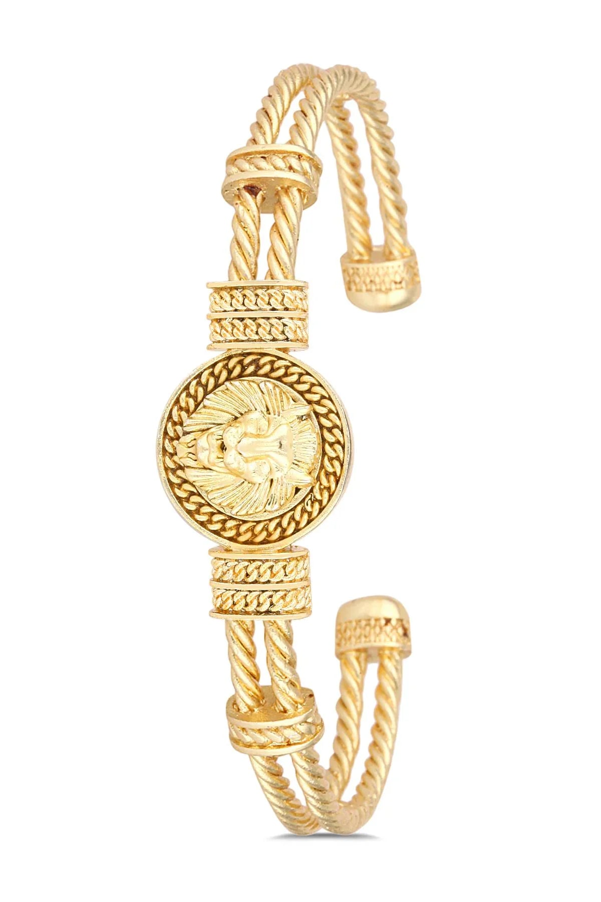 FRNCH Aslan Figürlü Gold Renkli Erkek Bileklik FRJ11270-1370-G