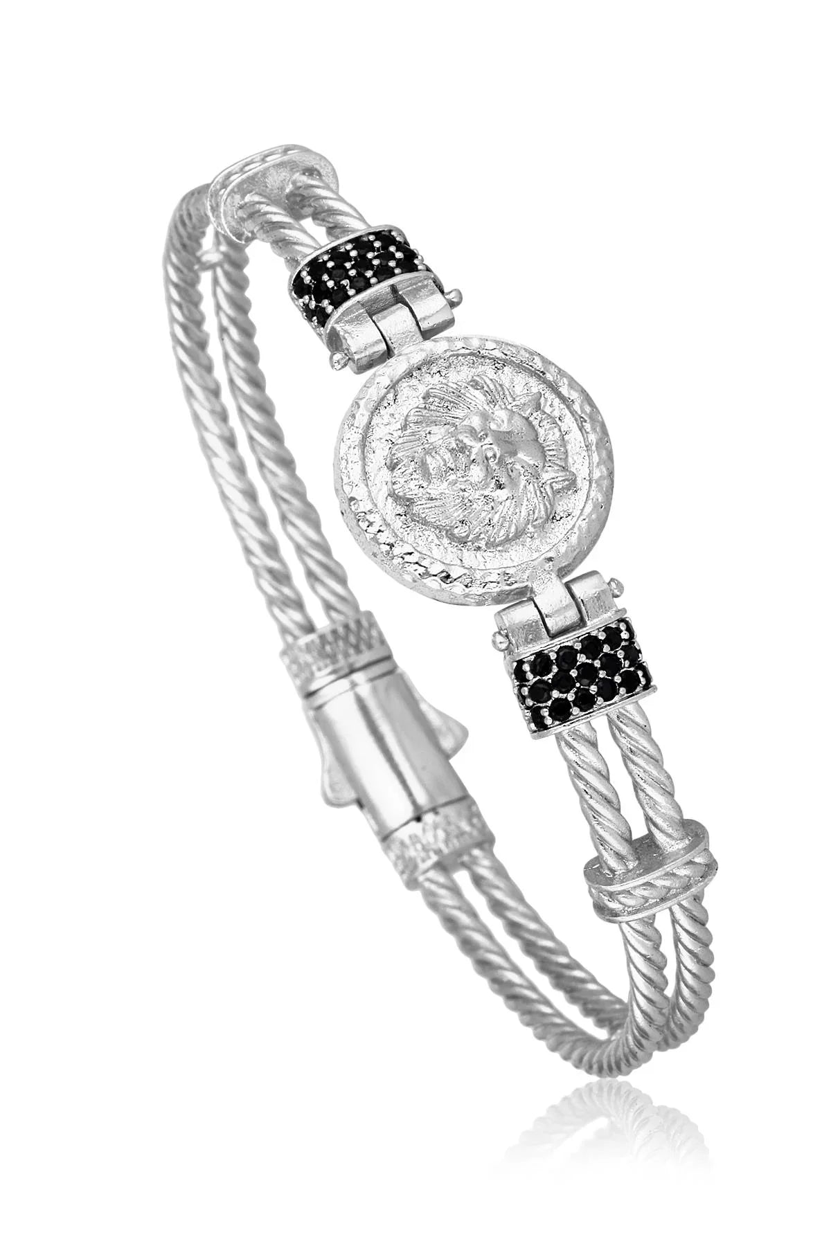 FRNCH Aslan Figürlü Silver Renk Handmade Erkek Bileklik FRJ11170-1270-A