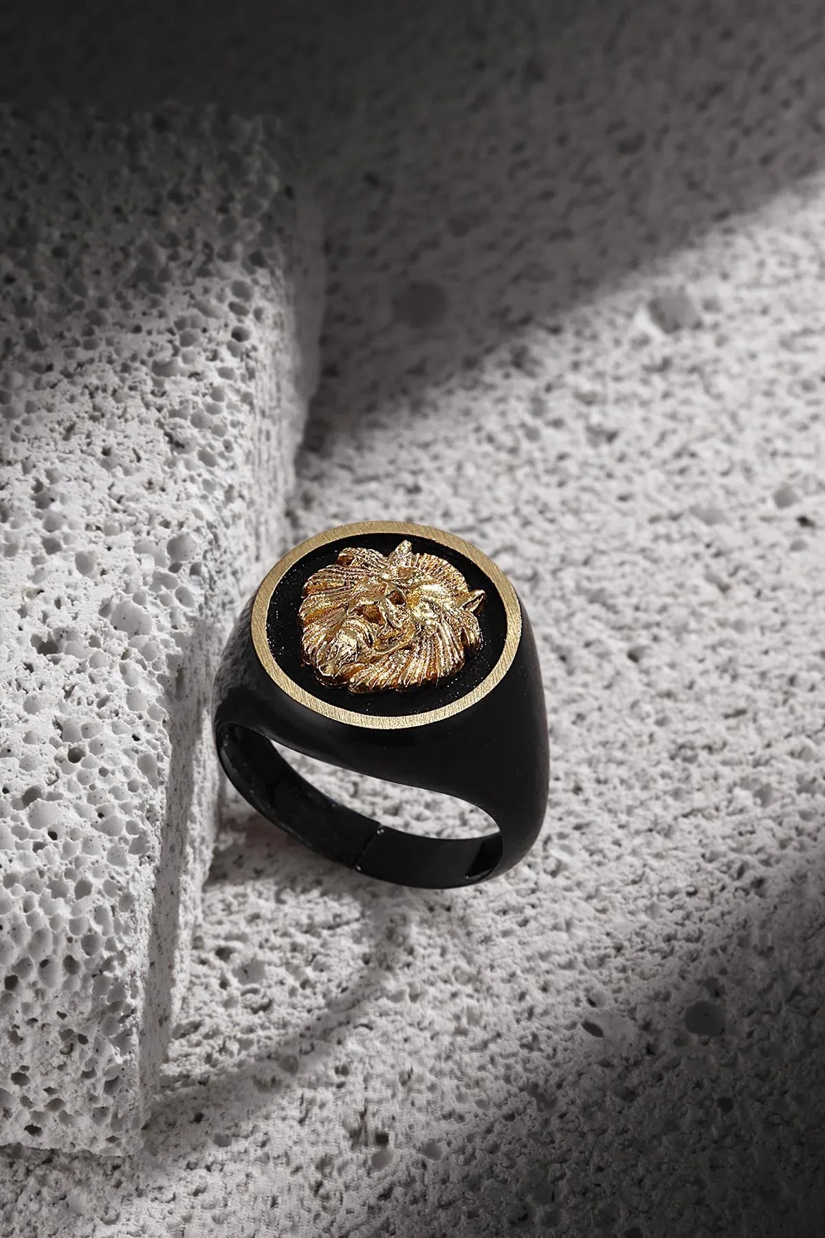 FRNCH Aslan Figürlü Yuvarlak Gold Ayarlanabilir Yüzük FRJ60018-118-B