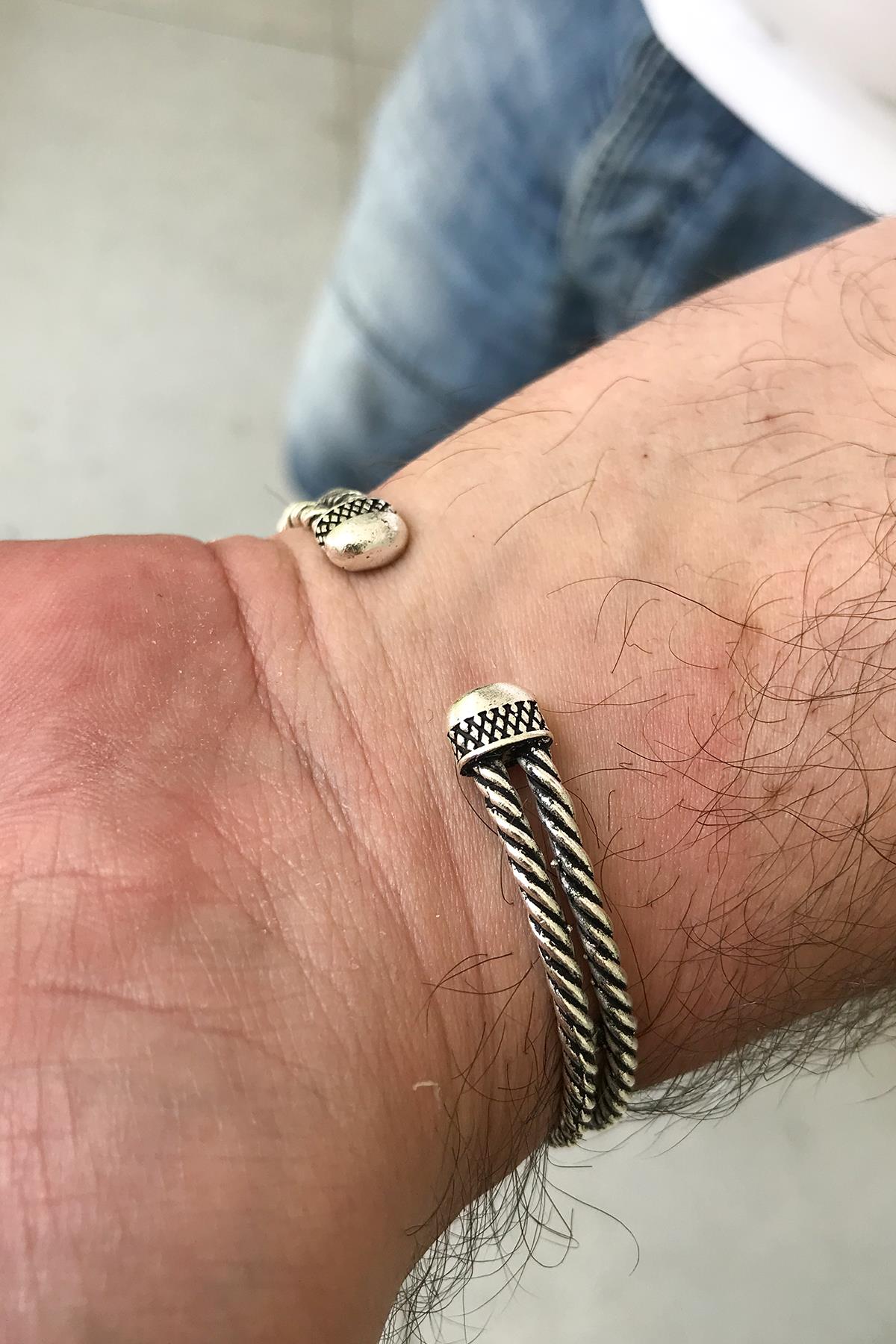 FRNCH Aslan Figürlü Zirkon Taşlı Çift Renkli Handmade Ayarlanabilir Kelepçe Erkek Bileklik FRJ11173-1273-A2G