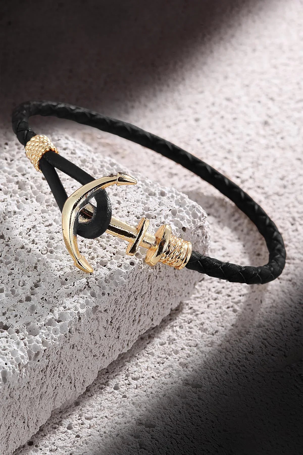 FRNCH Çapa Figürlü Gerçek Deri Handmade Erkek Bileklik FRJ11160-1260-BG