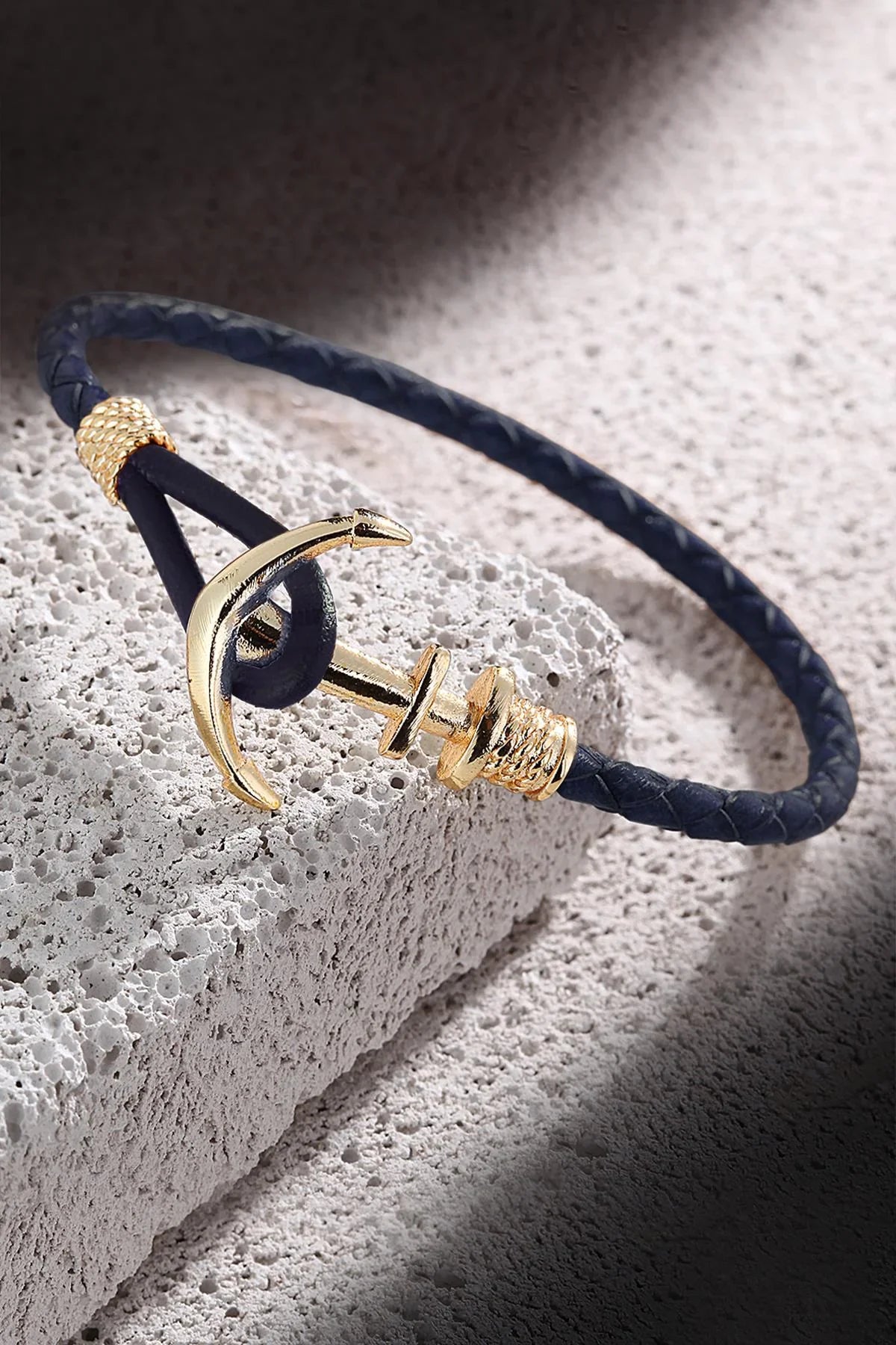 FRNCH Çapa Figürlü Gerçek Deri Handmade Erkek Bileklik FRJ11160-1260-TG