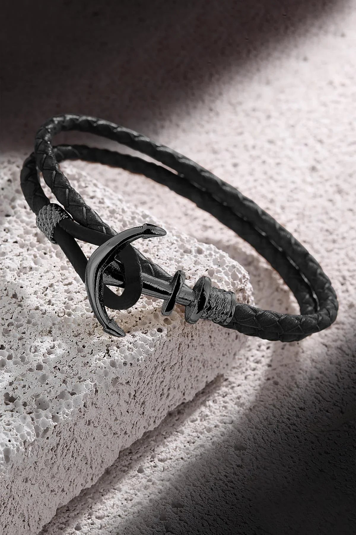 FRNCH Çapa Figürlü Gerçek Deri Handmade Erkek Bileklik FRJ11161-1261-BB