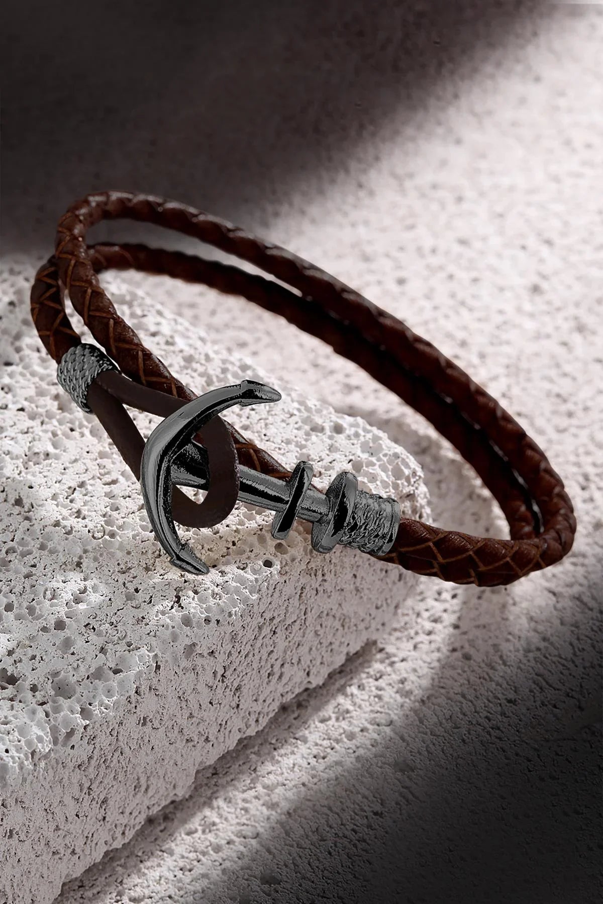 FRNCH Çapa Figürlü Gerçek Deri Handmade Erkek Bileklik FRJ11161-1261-RB