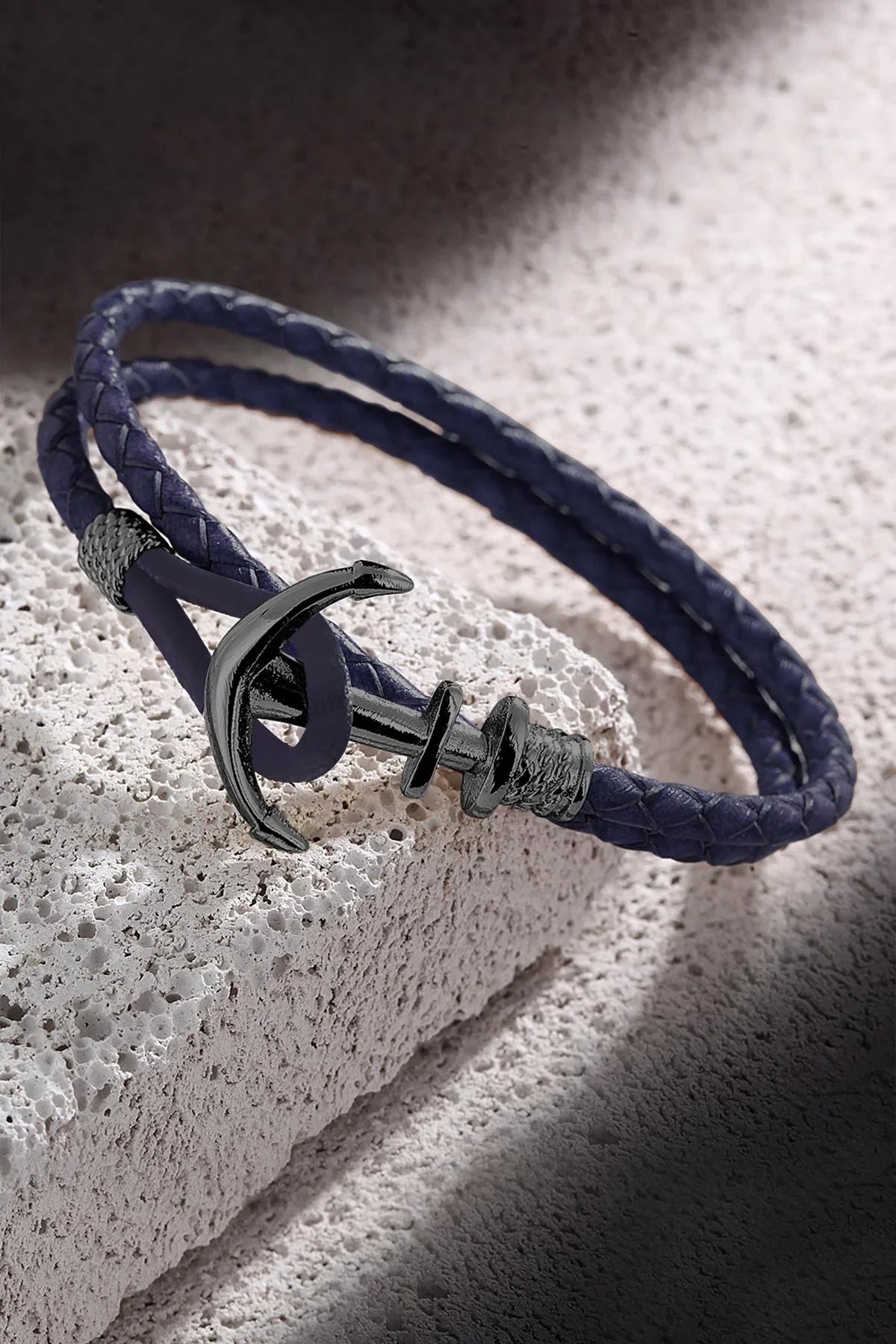 FRNCH Çapa Figürlü Gerçek Deri Handmade Erkek Bileklik FRJ11161-1261-TB