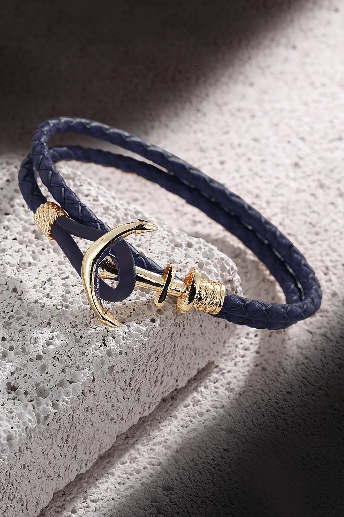 FRNCH Çapa Figürlü Gerçek Deri Handmade Erkek Bileklik FRJ11161-1261-TG