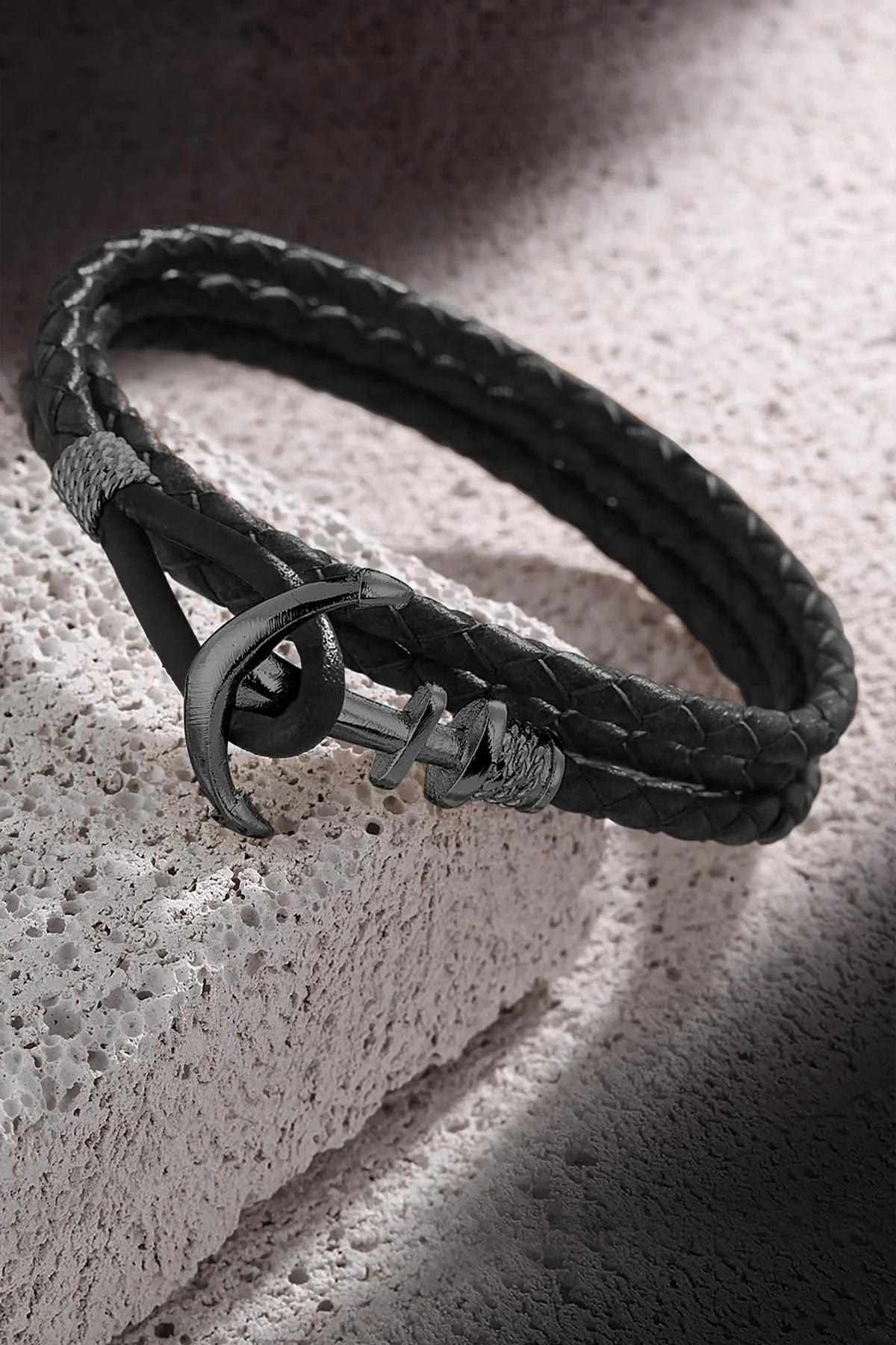 FRNCH Çapa Figürlü Gerçek Deri Handmade Erkek Bileklik FRJ11162-1262-BB