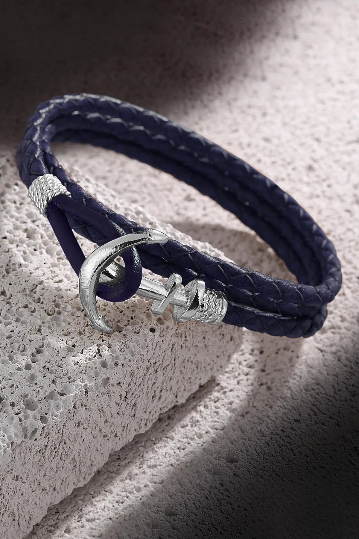 FRNCH Çapa Figürlü Gerçek Deri Handmade Erkek Bileklik FRJ11162-1262-TA