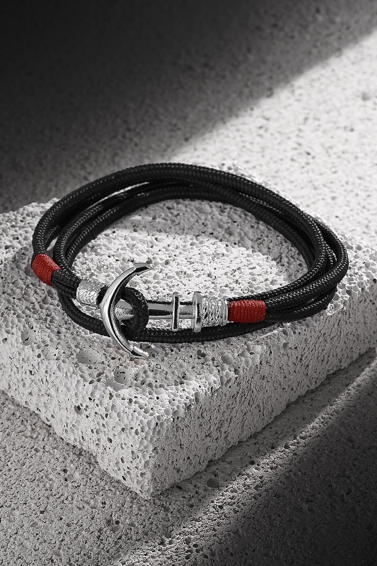 FRNCH Çapa Figürlü Handmade Sarmal Erkek Bileklik FRJ11178-1278-BA