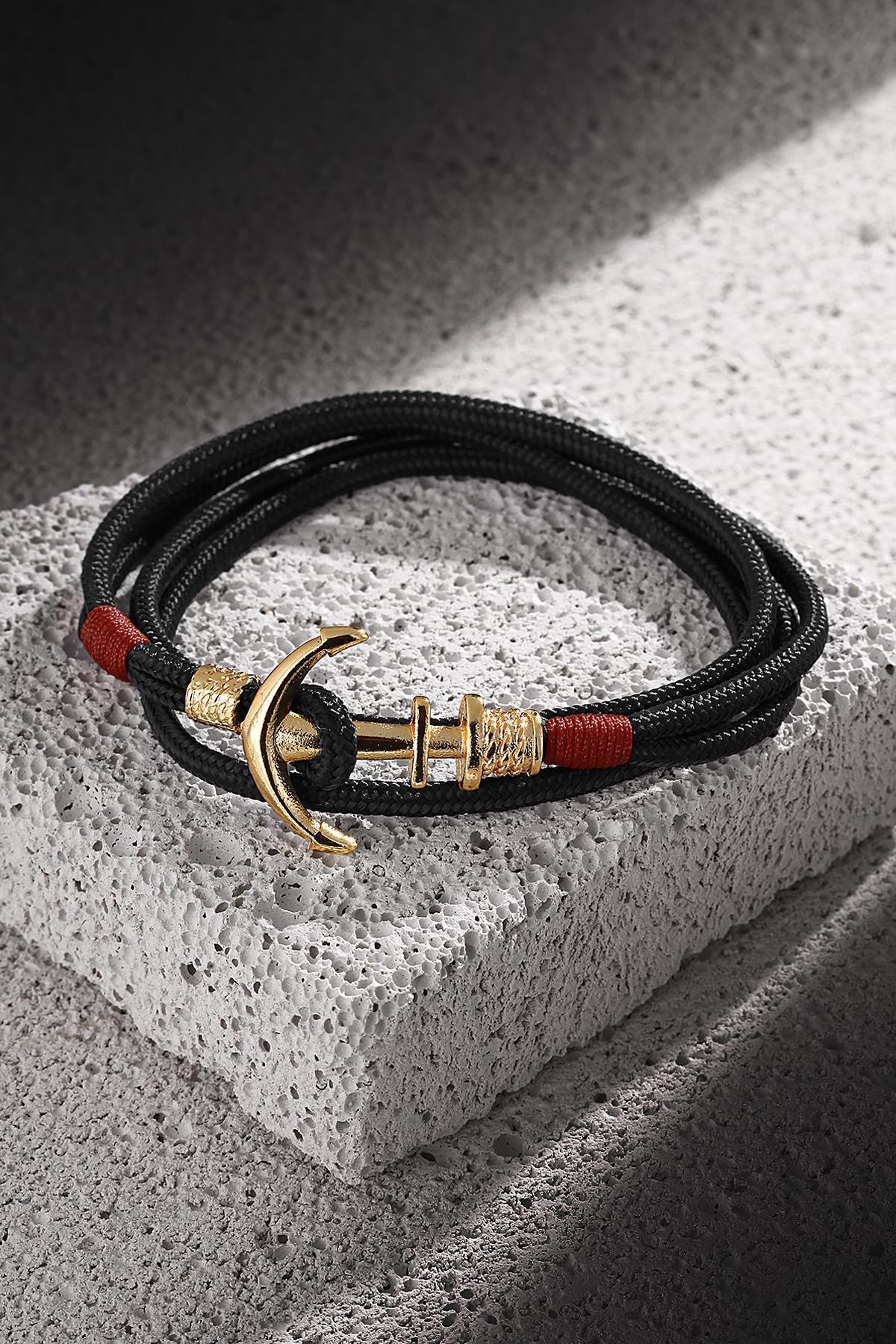 FRNCH Çapa Figürlü Handmade Sarmal Erkek Bileklik FRJ11178-1278-BG