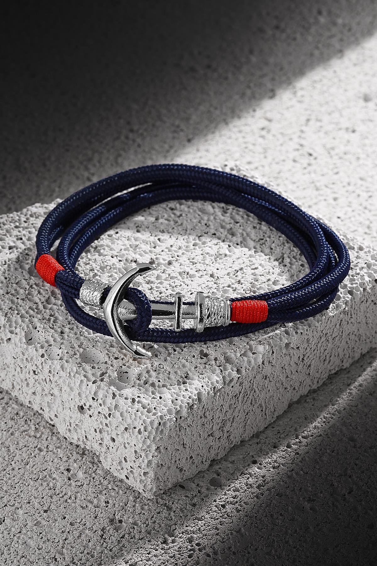 FRNCH Çapa Figürlü Handmade Sarmal Erkek Bileklik FRJ11178-1278-TA