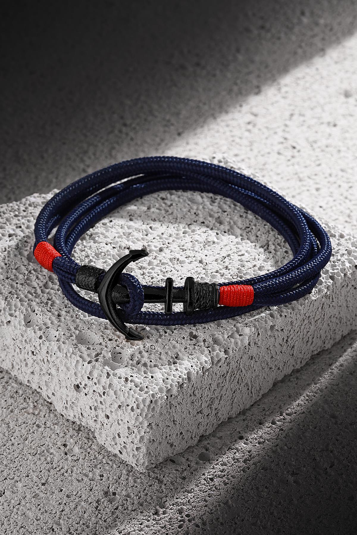 FRNCH Çapa Figürlü Handmade Sarmal Erkek Bileklik FRJ11178-1278-TB