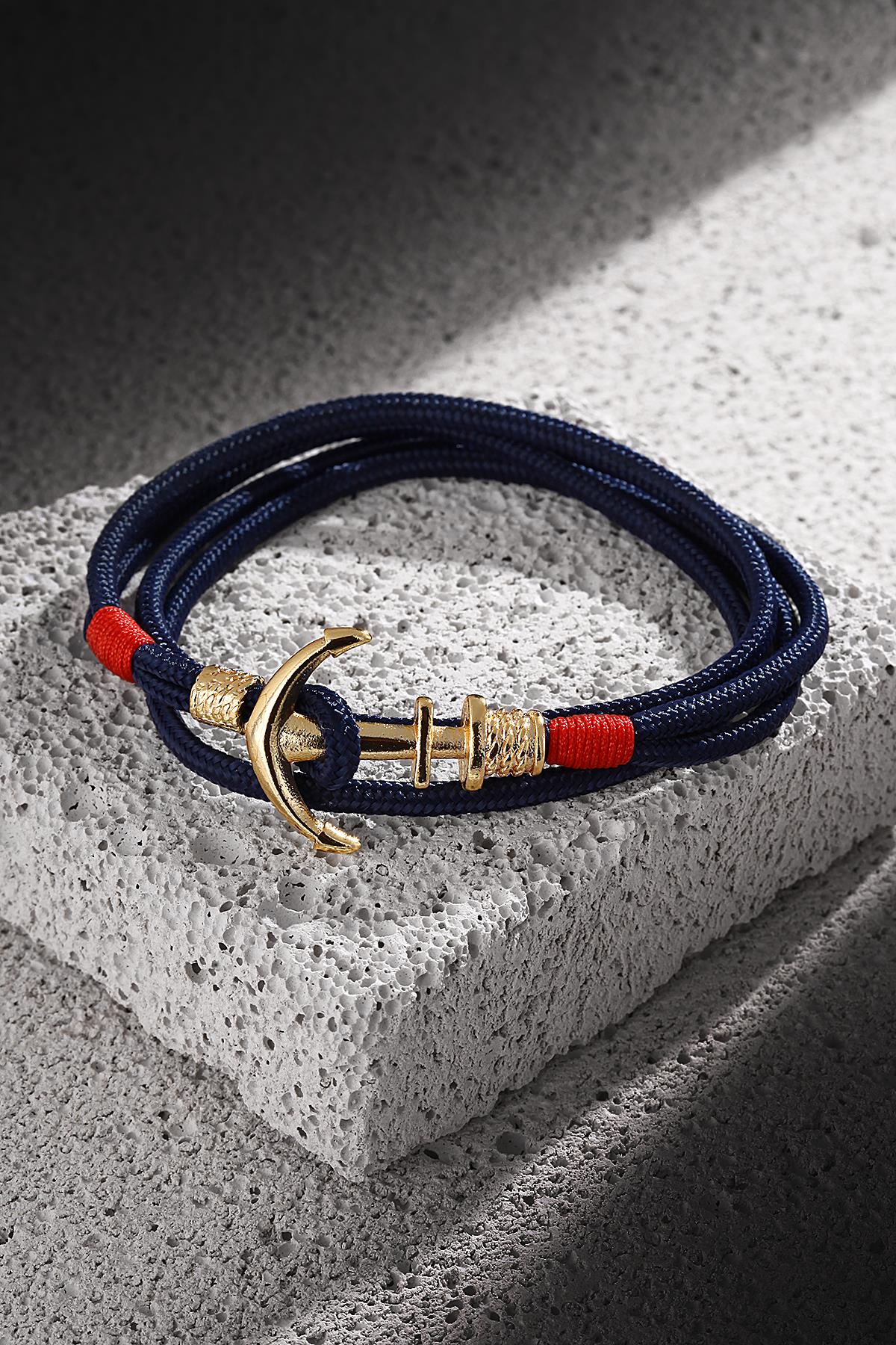 FRNCH Çapa Figürlü Handmade Sarmal Erkek Bileklik FRJ11178-1278-TG