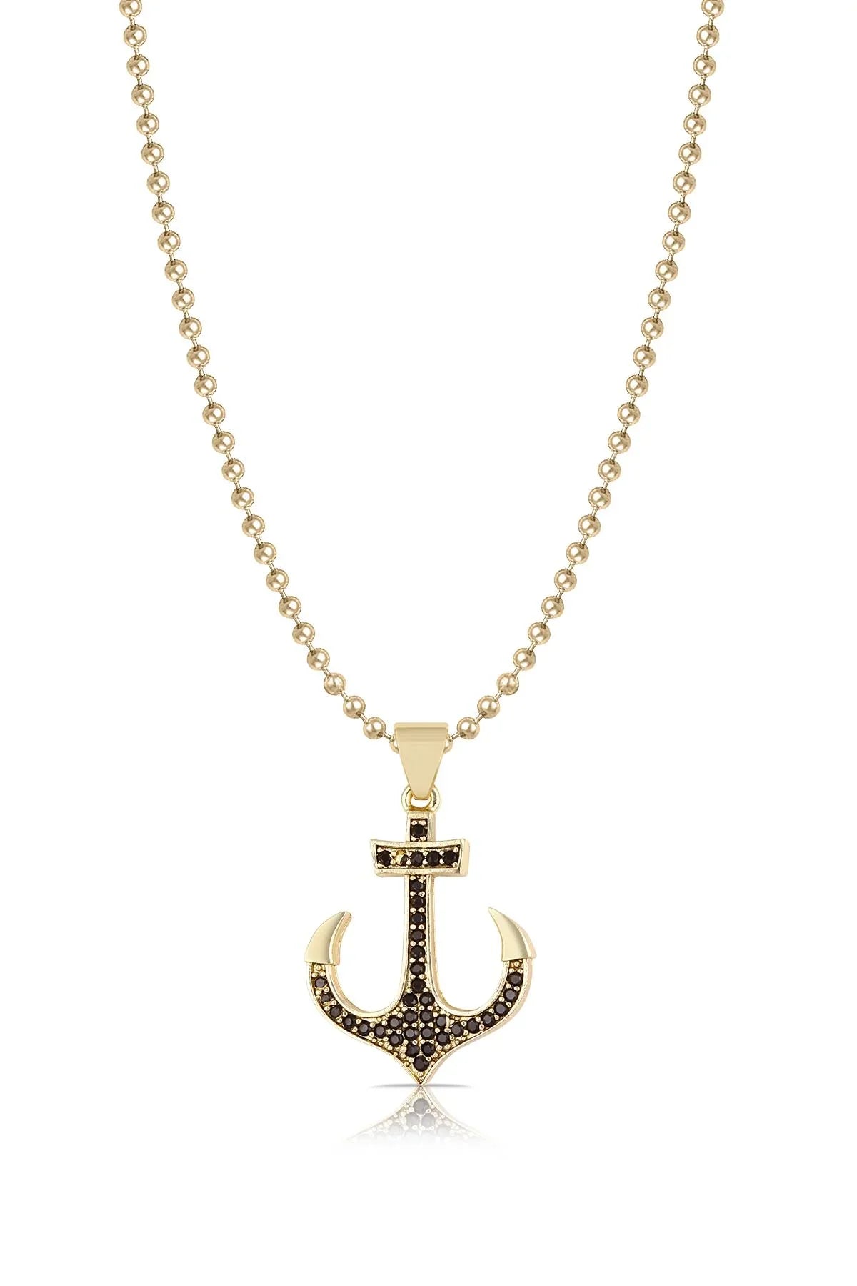 FRNCH Çapa Figürlü Zirkon Taşlı Gold Renk Erkek Kolye FRJ30426-526-G