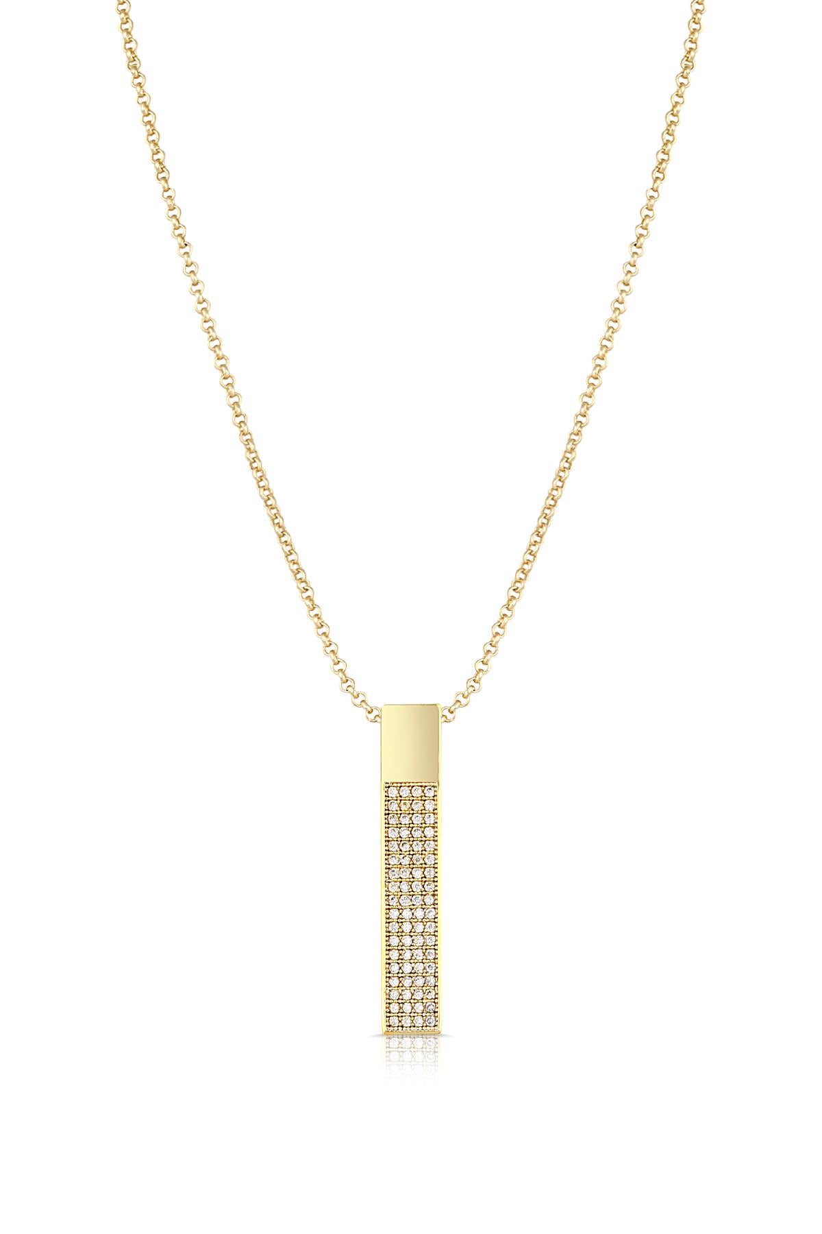FRNCH Dikdörtgen Model Zirkon Taşlı Gold Renk Kadın Kolye FRJ30437-537-G
