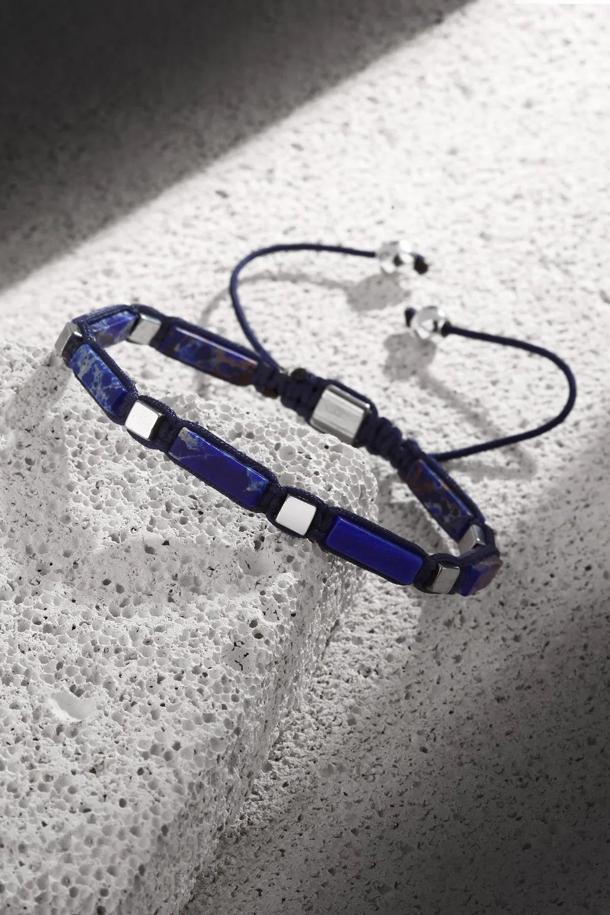 FRNCH Doğal Taşlı Lacivert Renkli Ayarlanabilir Erkek Bileklik FRJ11253-1353-LA