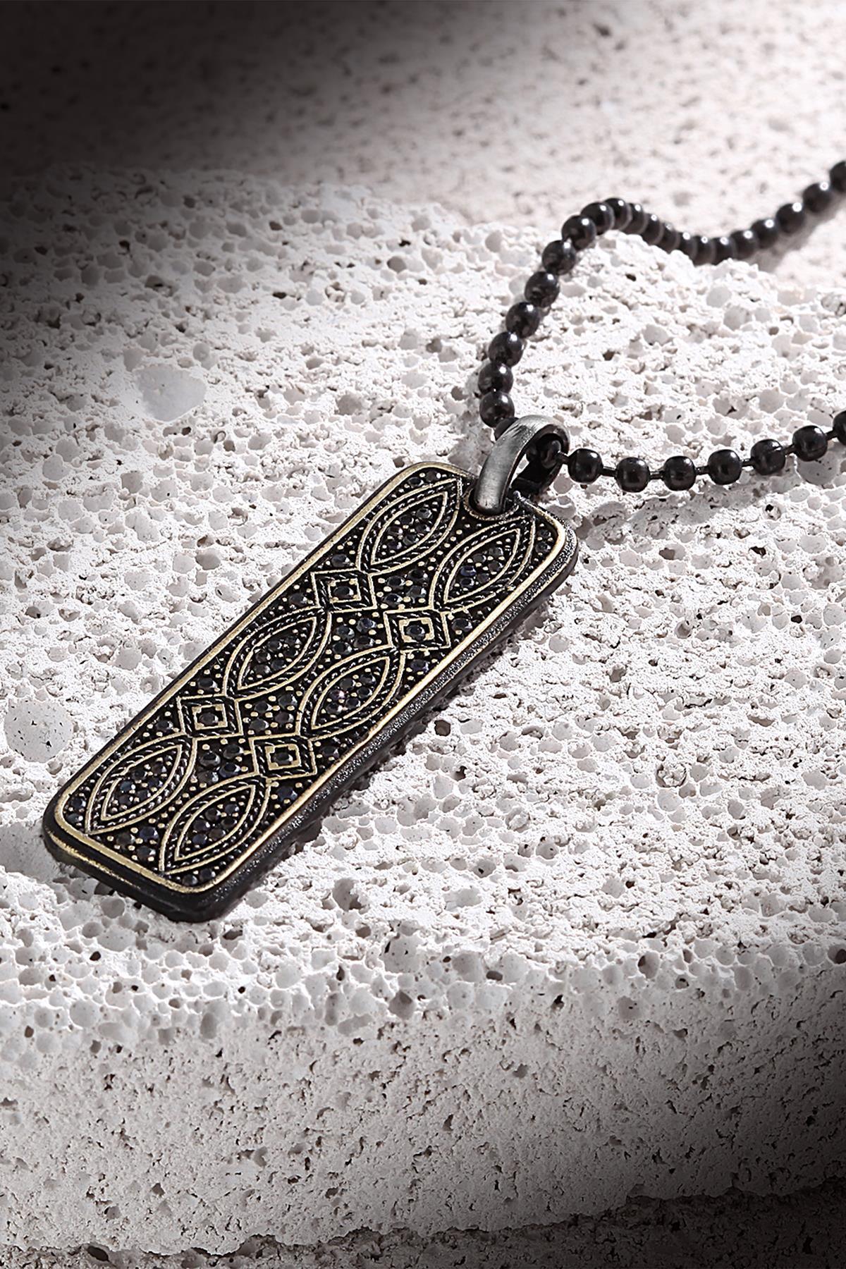 FRNCH Erkek Desenli Zirkon Taşlı Handmade Kolye FRJ30400-500-B