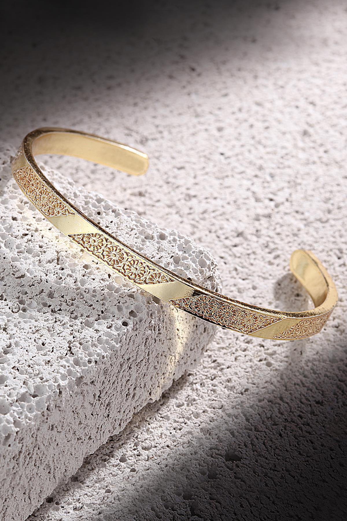FRNCH Erkek Handmade Gold Desenli Kelepçe FRJ11174-1274-G