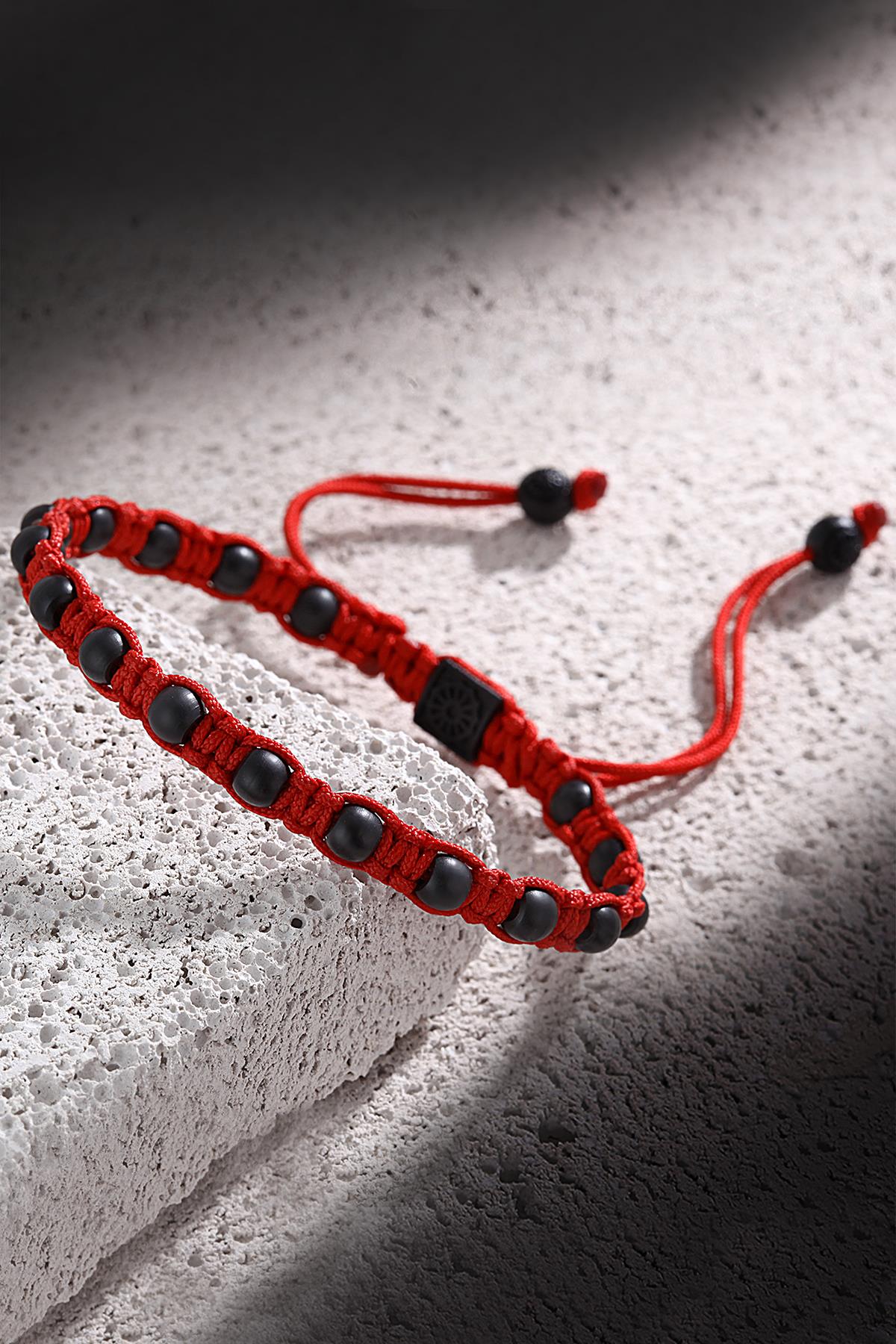 FRNCH Erkek Handmade Makrome Kırmızı Renk Bileklik FRJ11110-1210-K
