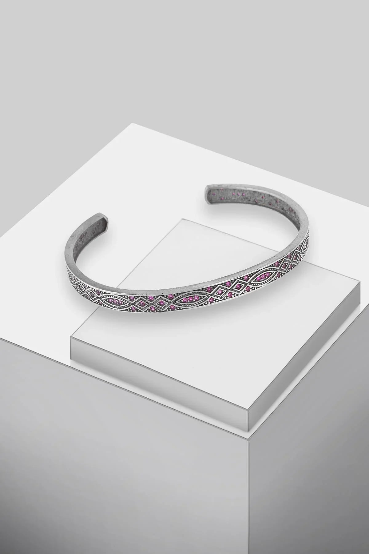 FRNCH Erkek Zirkon Taşlı Kelepçe Handmade Bileklik FRJ11124-1224-R