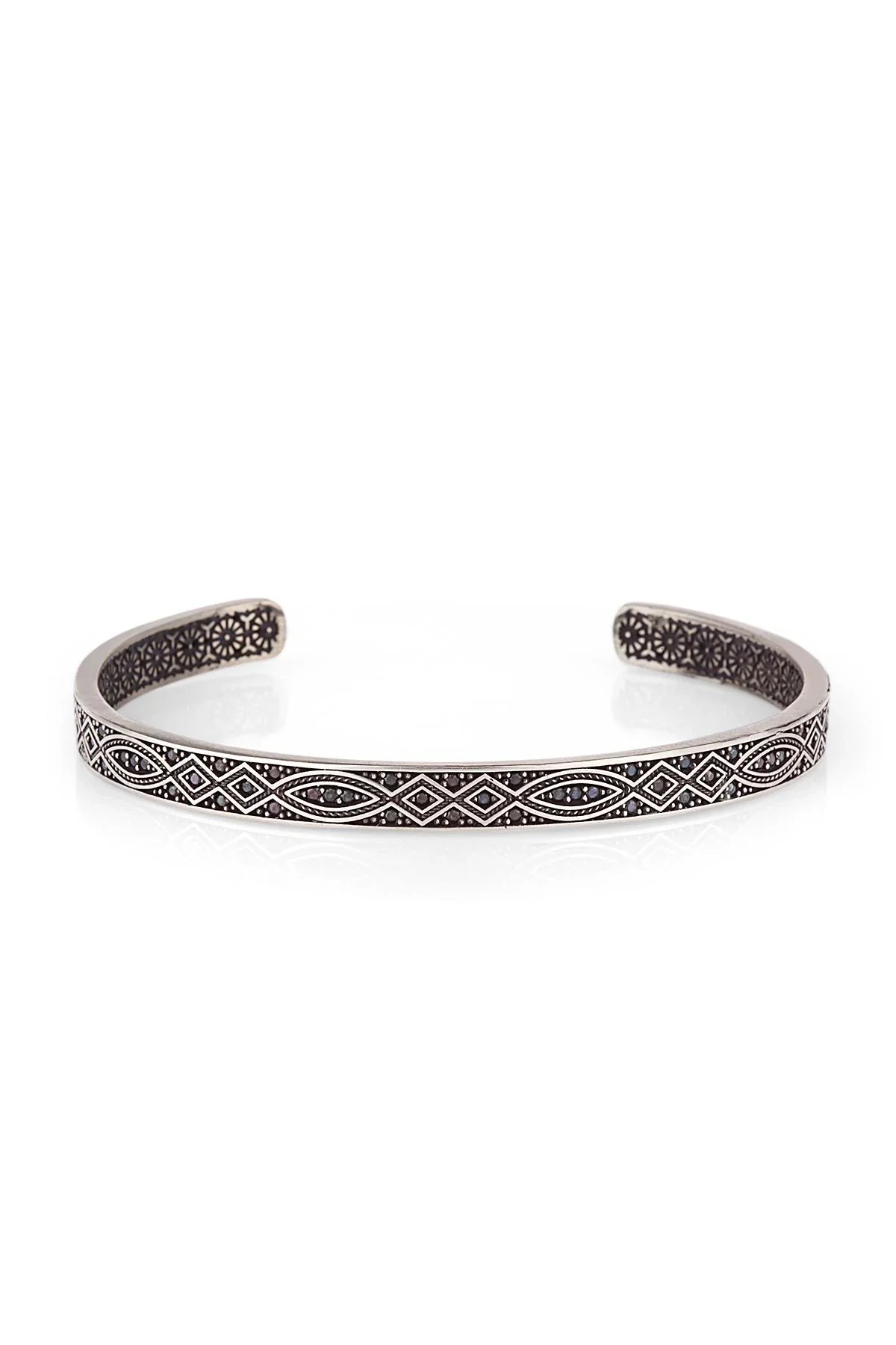 FRNCH Erkek Zirkon Taşlı Kelepçe Handmade Bileklik FRJ11124-1224-S