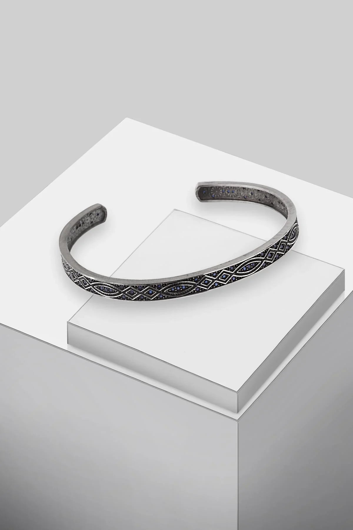 FRNCH Erkek Zirkon Taşlı Kelepçe Handmade Bileklik FRJ11124-1224-T