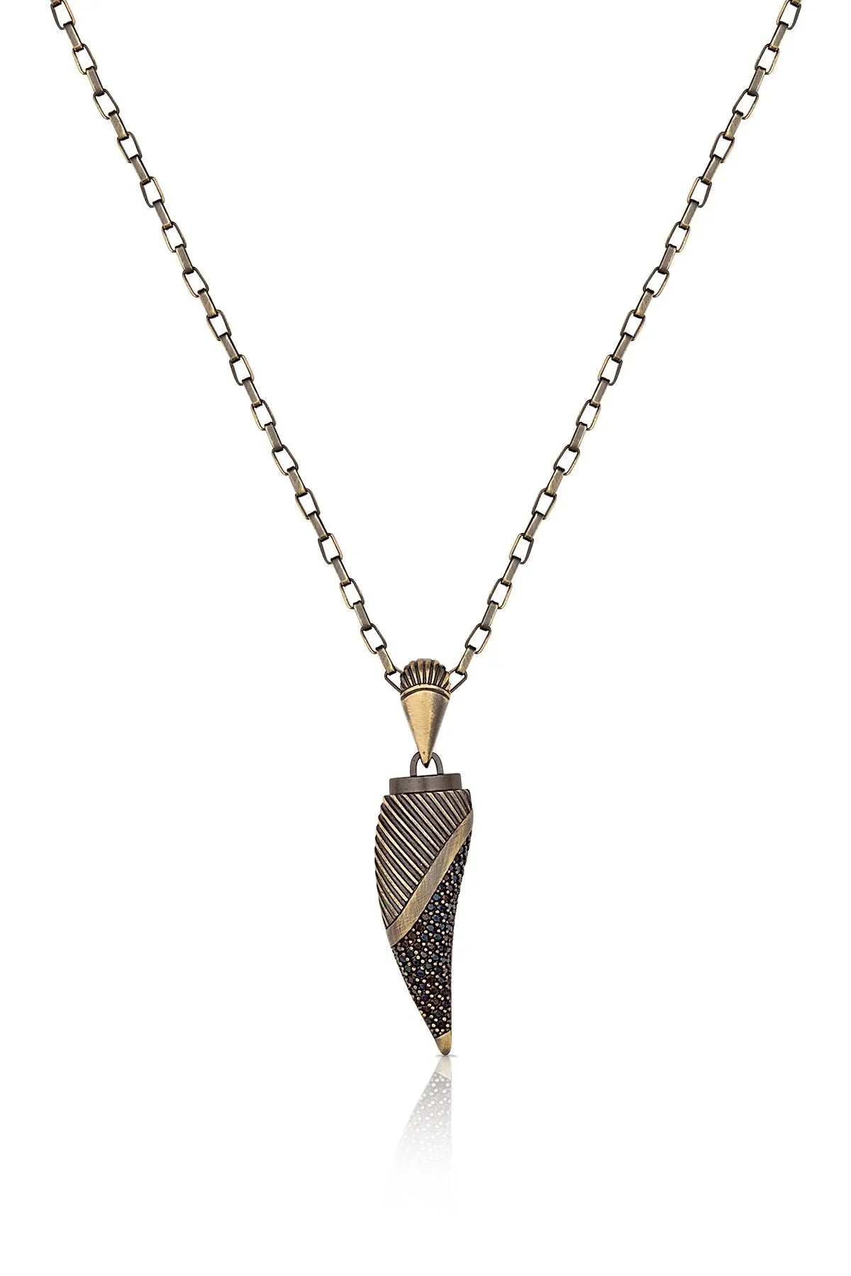 FRNCH Fil Dişi Zirkon Taşlı Handmade Erkek Kolye FRJ30392-492-A