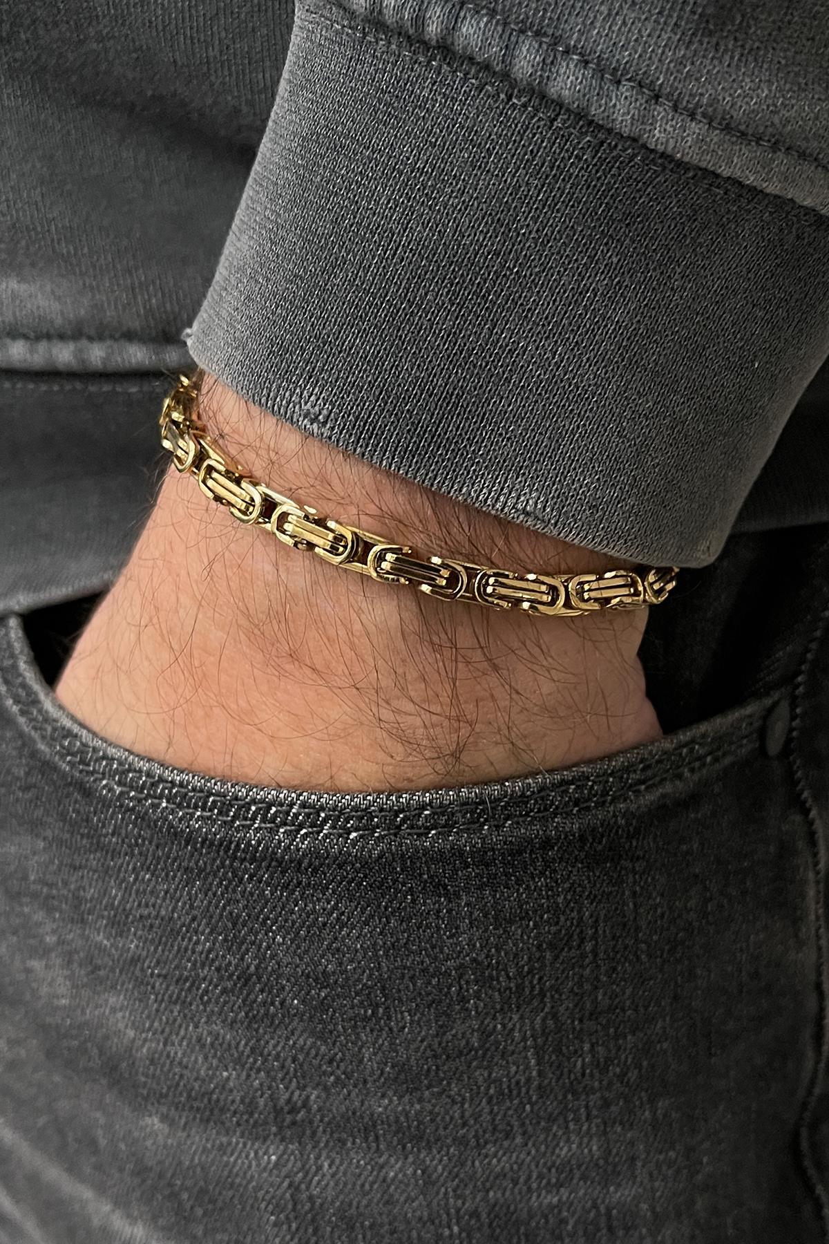FRNCH Gold Renkli Kral Model Çelik Erkek Bileklik FRJ11351-1451-G