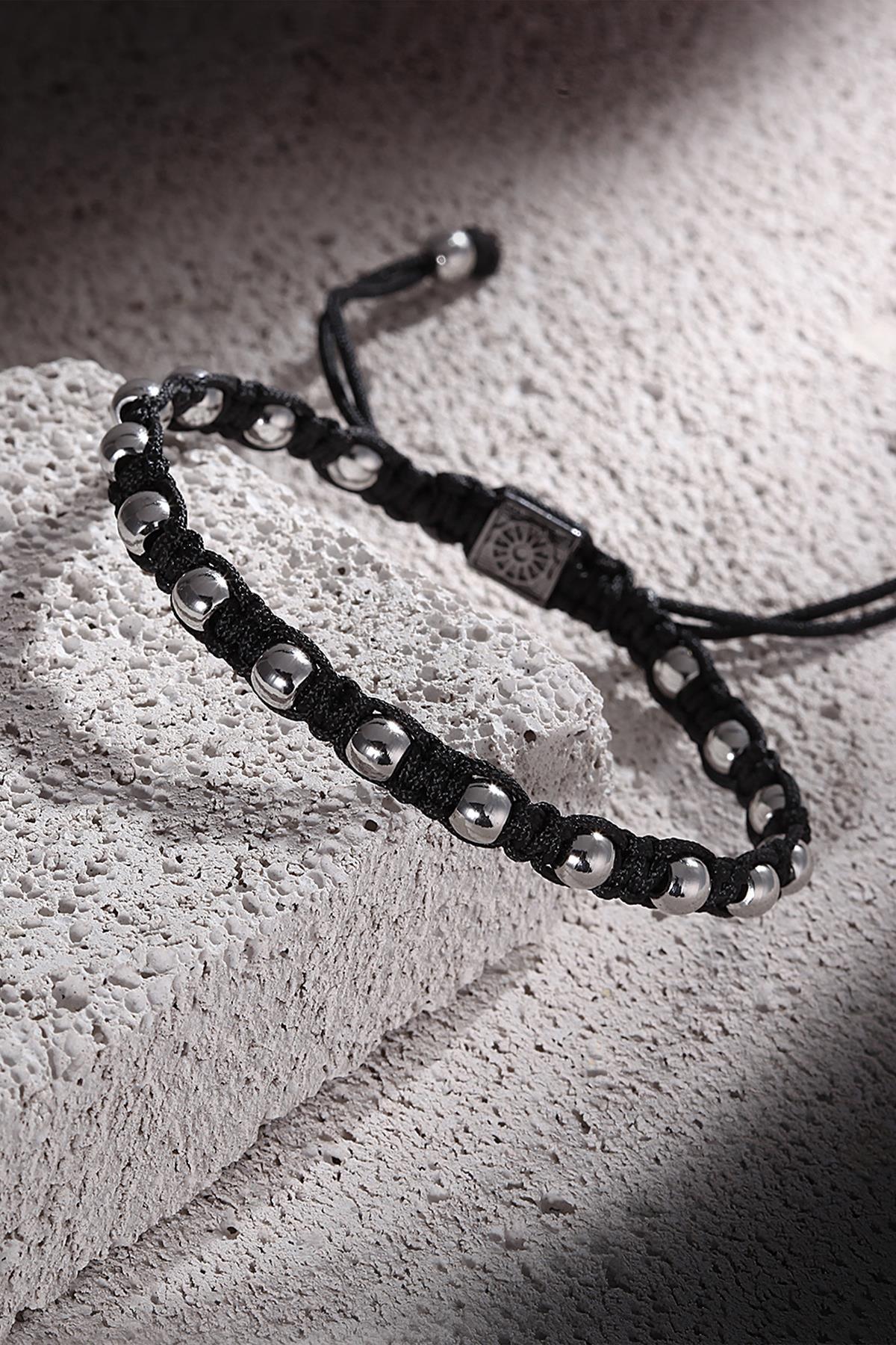 FRNCH Handmade Siyah Renk Makrome Erkek Bileklik FRJ11148-1248-B