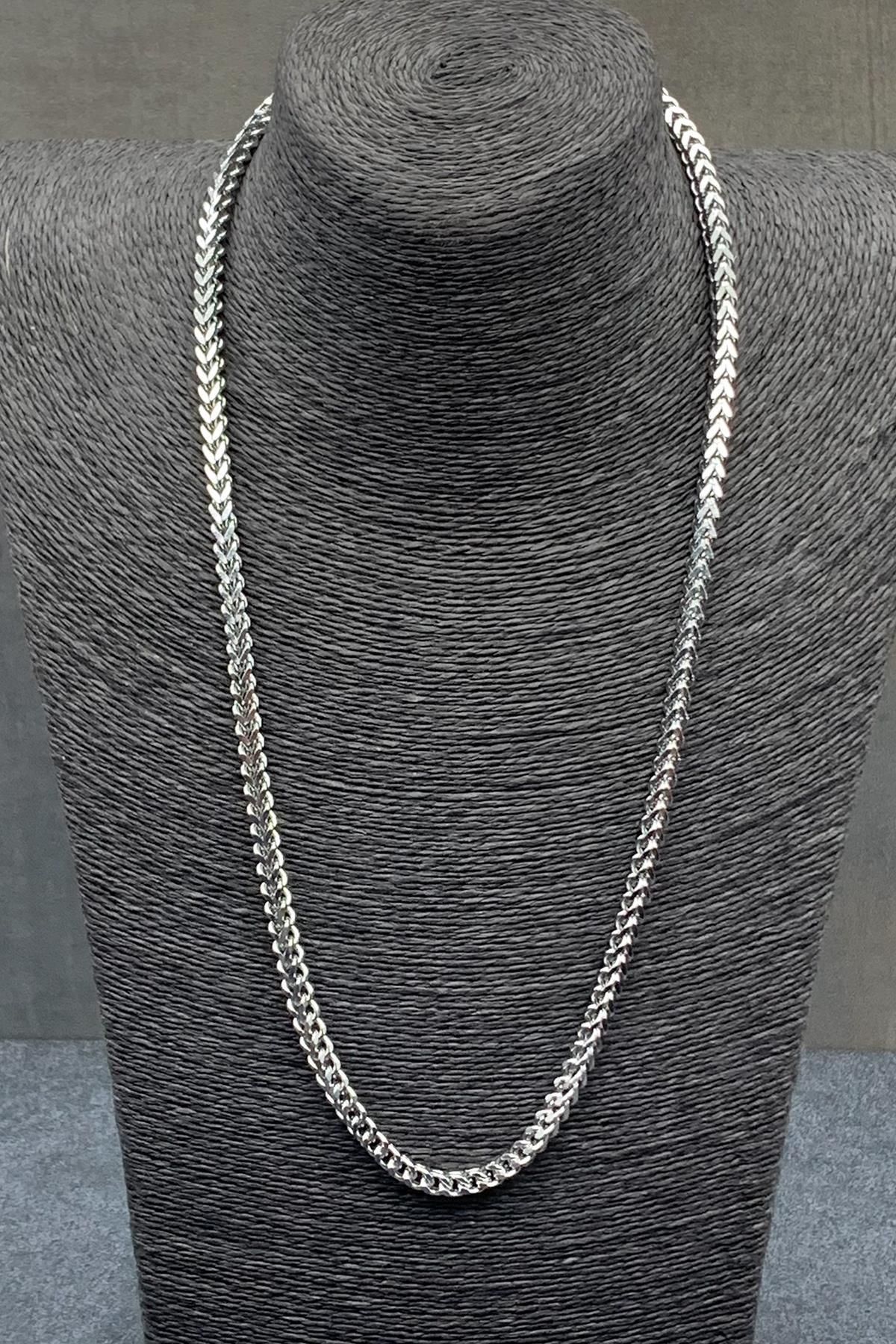 FRNCH İtalyan Model Gümüş Renkli 316L Çelik Erkek Kolye FRJ30465-565-A