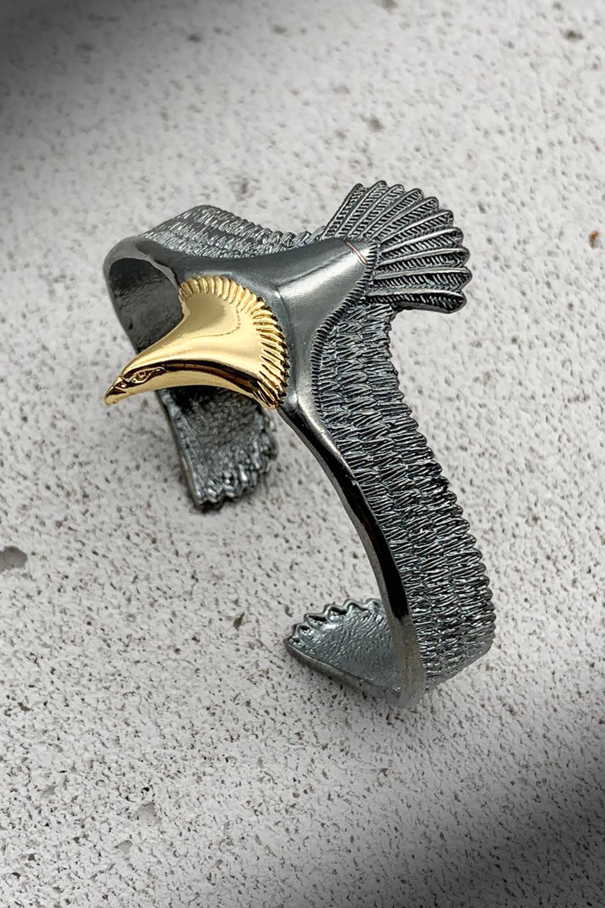 FRNCH Kartal Figürlü Gold-Füme Renkli Erkek Bileklik FRJ11393-1493-GF
