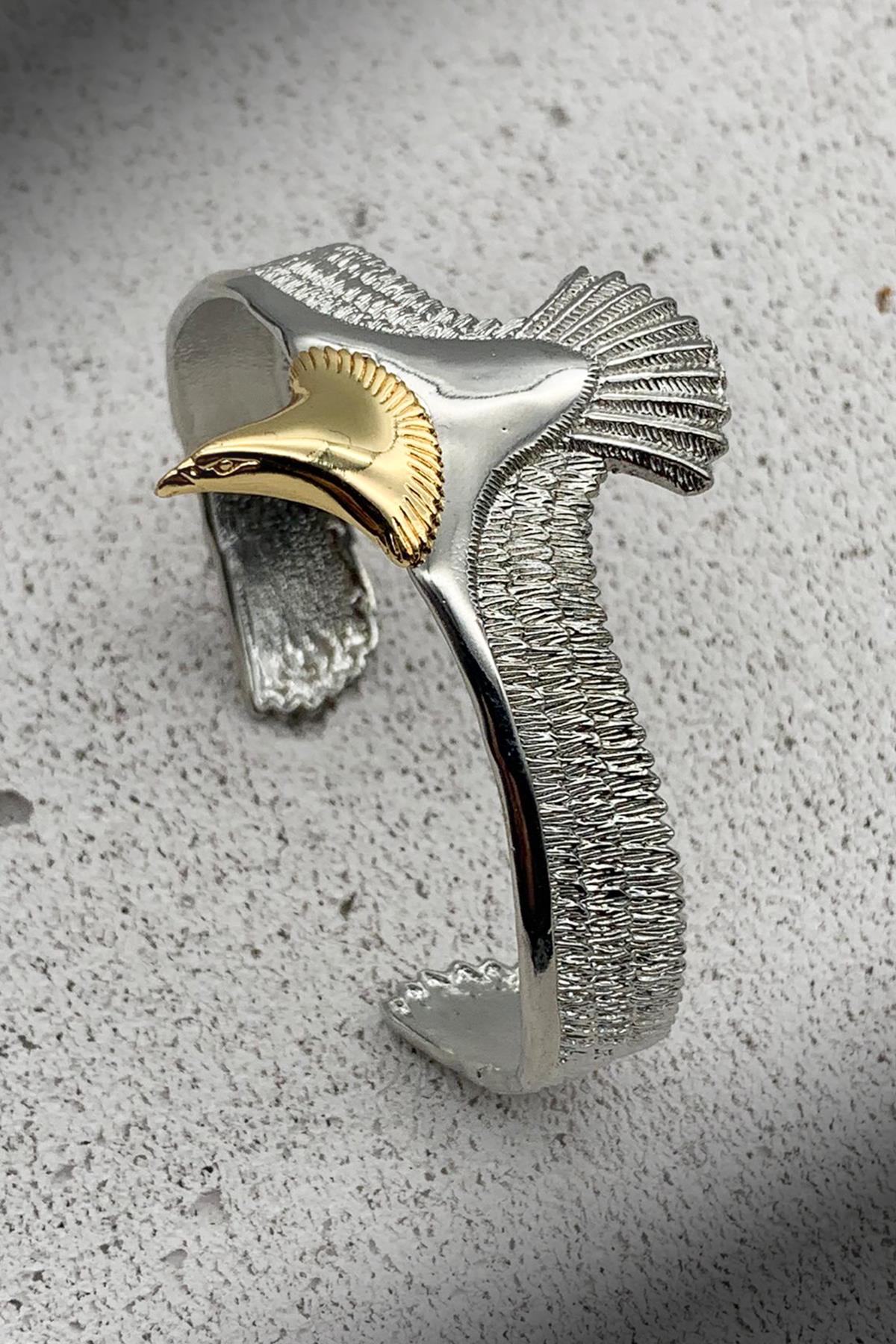 FRNCH Kartal Figürlü Gold-Gümüş Renkli Erkek Bileklik FRJ11393-1493-GA