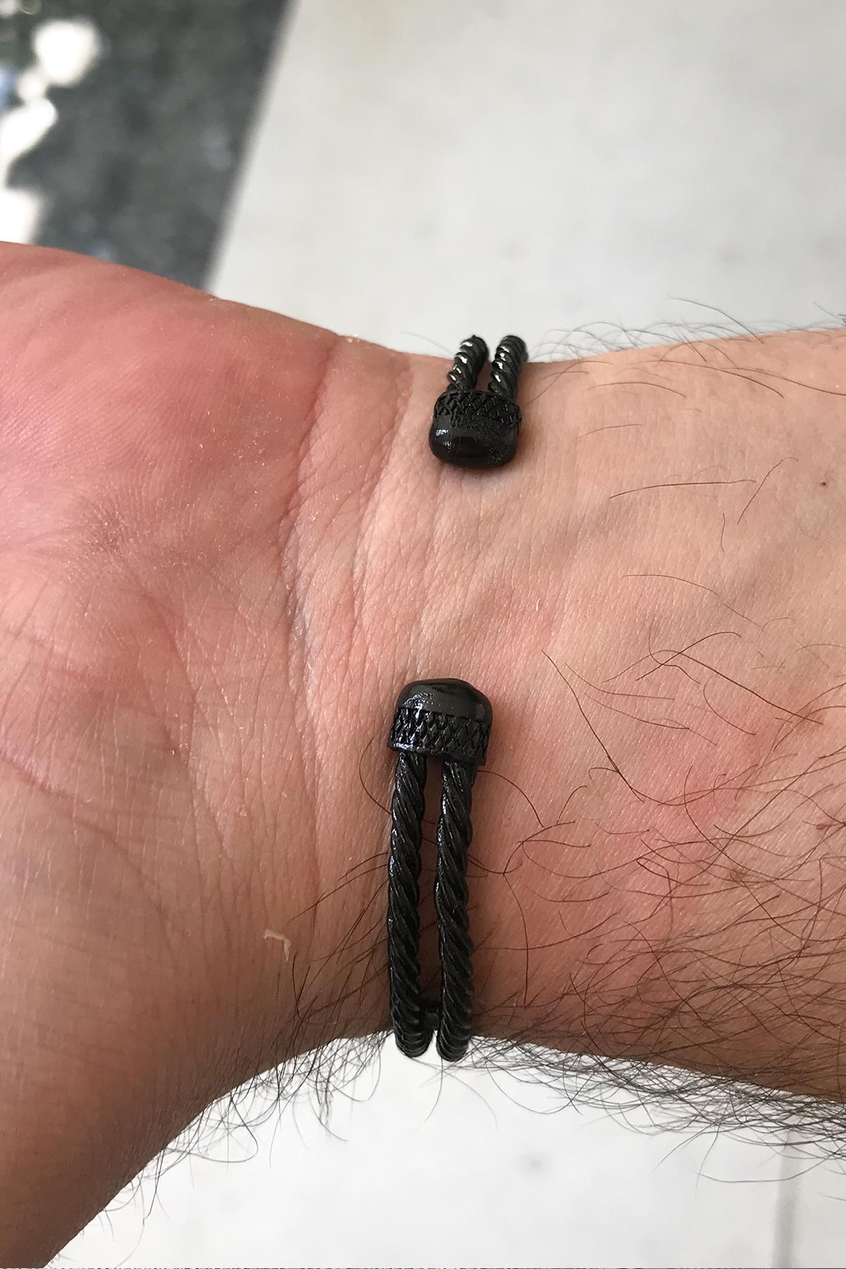 FRNCH Kartal Figürlü Zirkon Taşlı Mat Siyah Renk Handmade Ayarlanabilir Kelepçe Erkek Bileklik FRJ11234-1334-B2A2